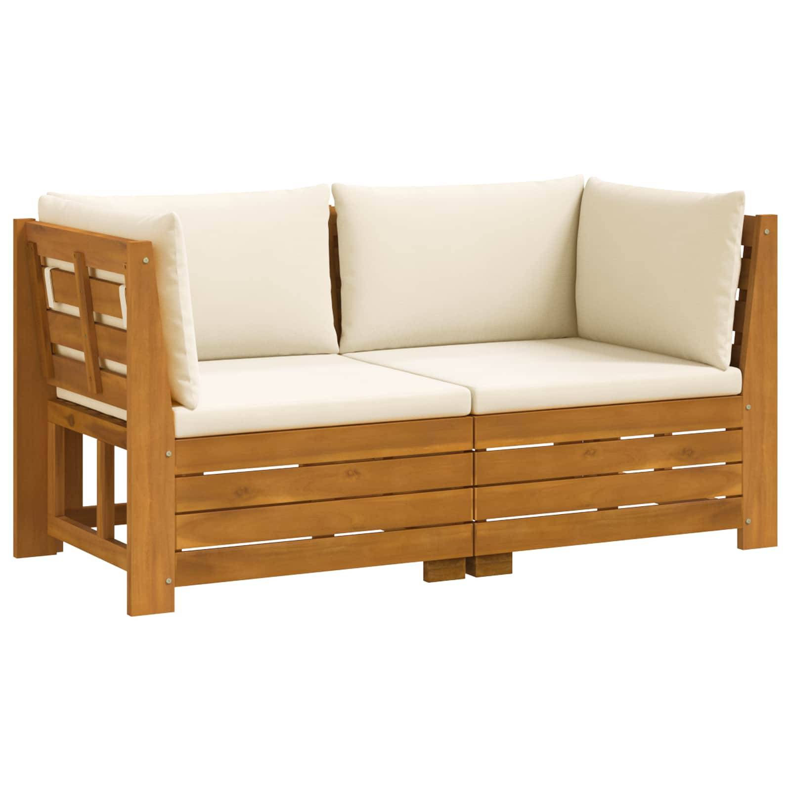 vidaXL Outdoor-Sofagarnitur mit Kissen 2 Stück Braun Massivholz Akazie