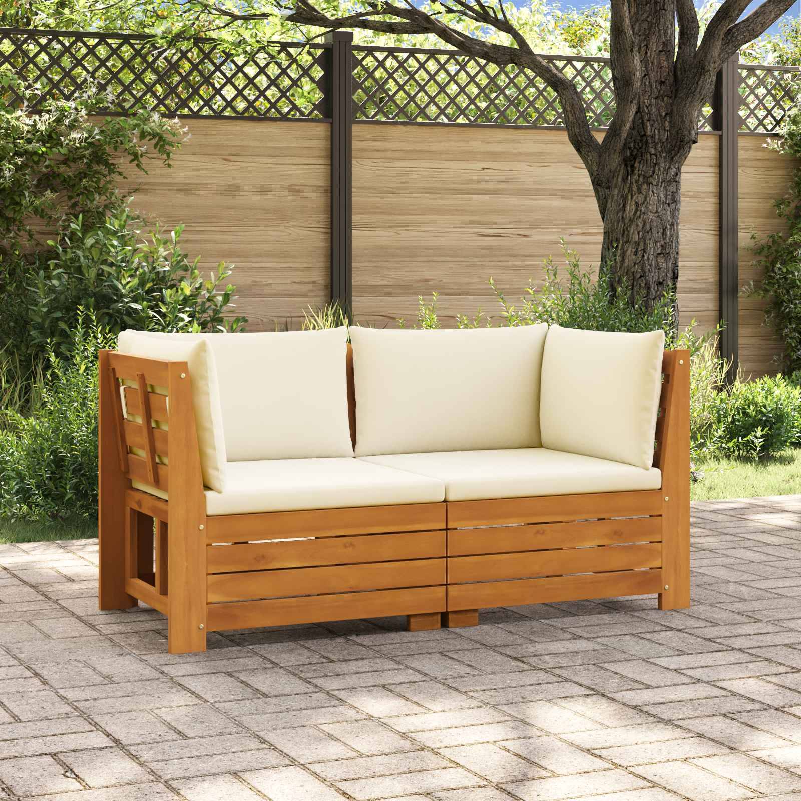vidaXL Outdoor-Sofagarnitur mit Kissen 2 Stück Braun Massivholz Akazie