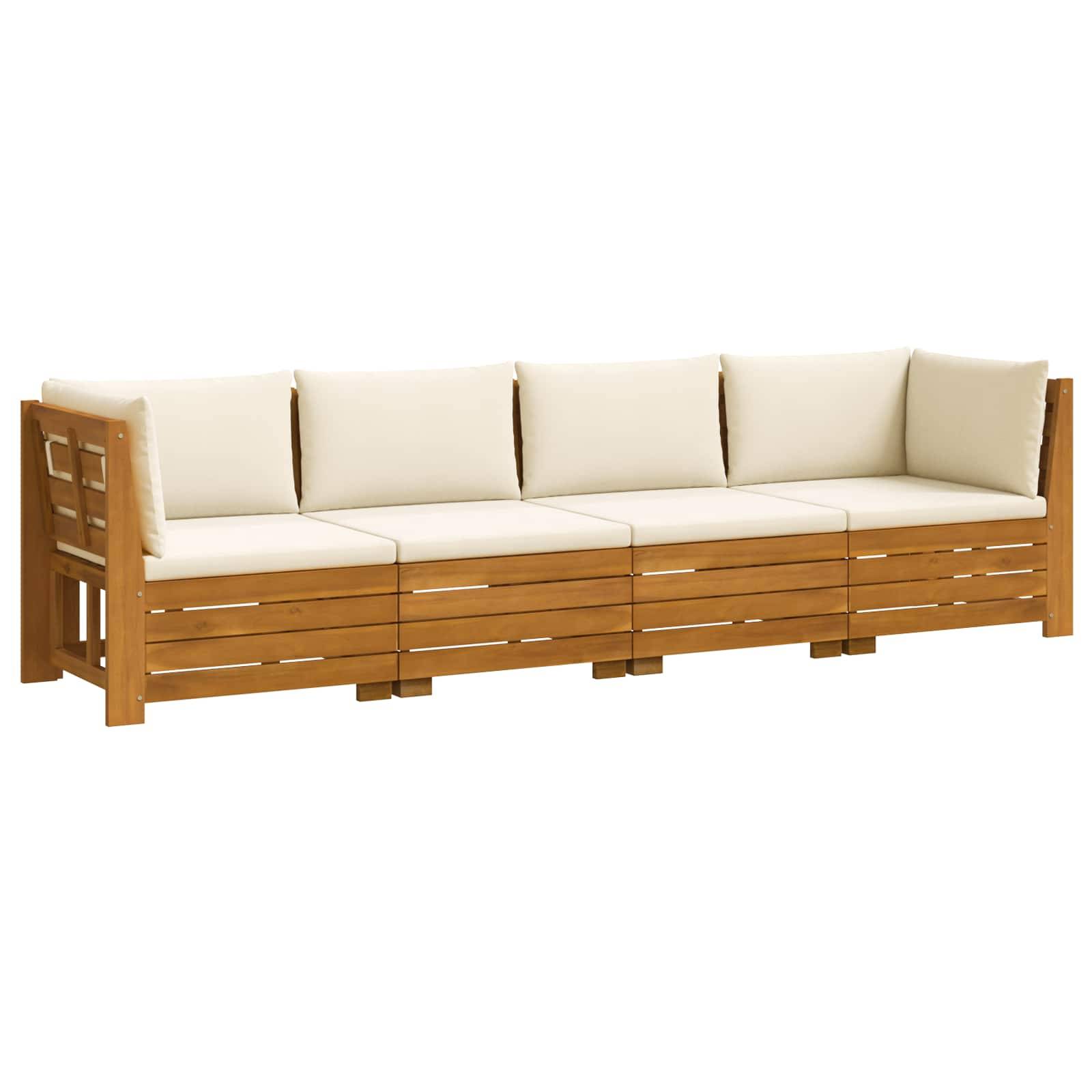vidaXL Outdoor-Sofagarnitur mit Kissen 4 Stück Braun Massivholz Akazie