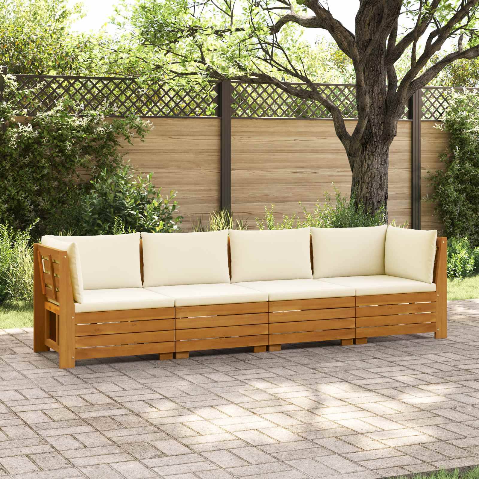 vidaXL Outdoor-Sofagarnitur mit Kissen 4 Stück Braun Massivholz Akazie