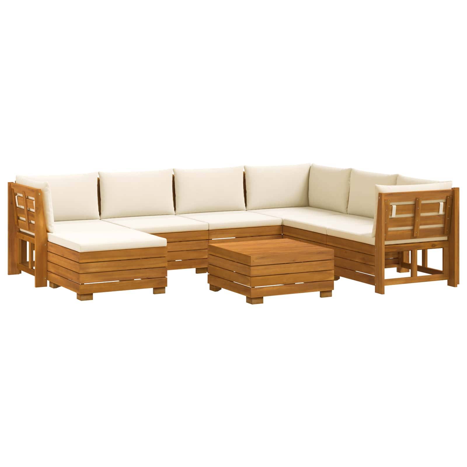 vidaXL Outdoor-Sofagarnitur mit Kissen 8 Stück Braun Massivholz Akazie