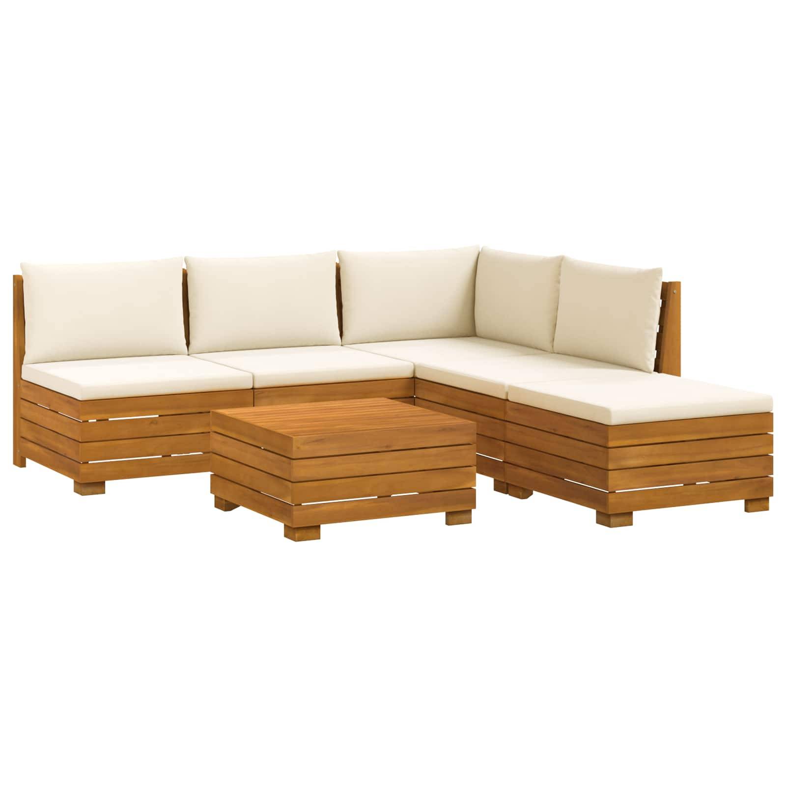 vidaXL Outdoor-Sofagarnitur mit Kissen 6 Stück Braun Massivholz Akazie