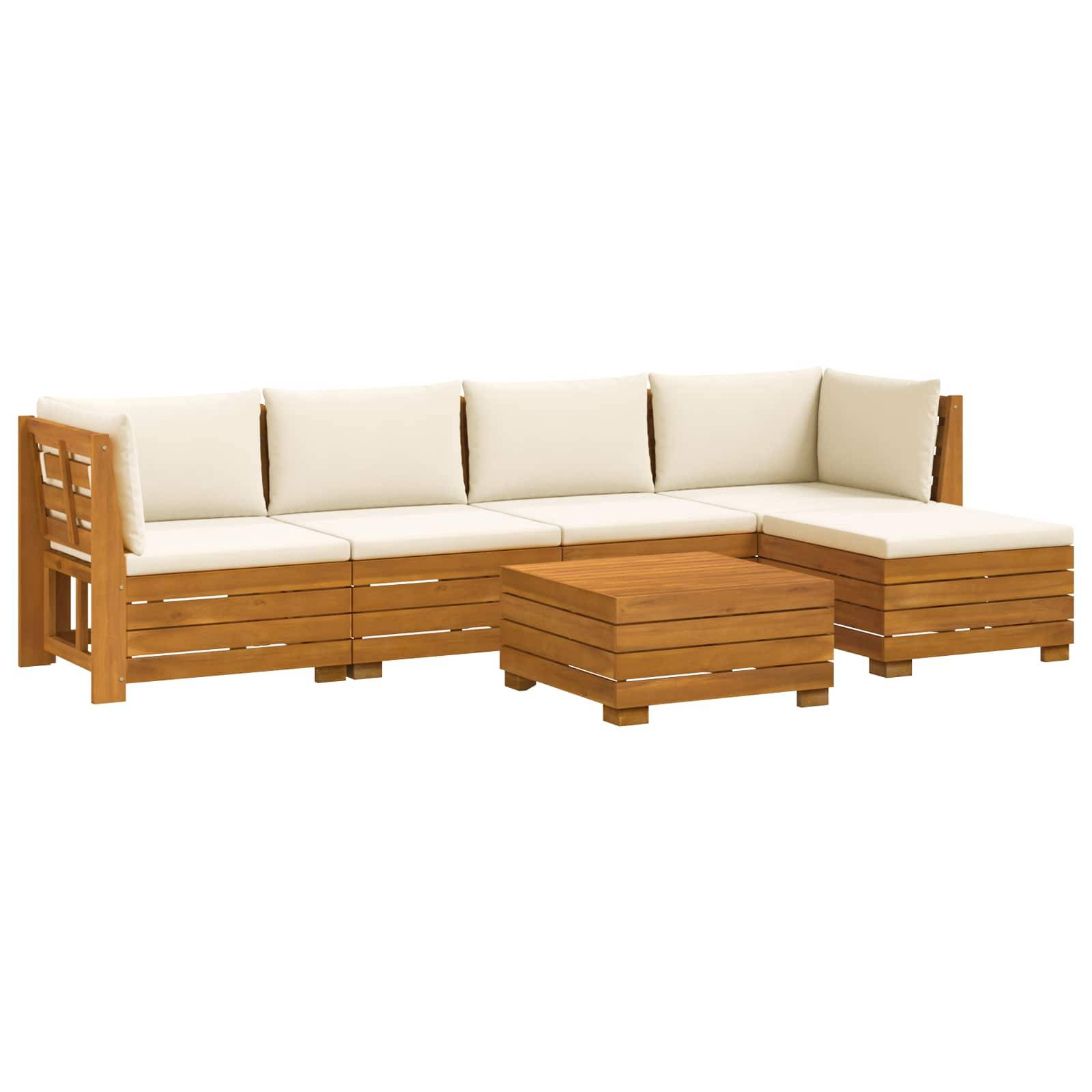vidaXL Outdoor-Sofagarnitur mit Kissen 6 Stück Braun Massivholz Akazie