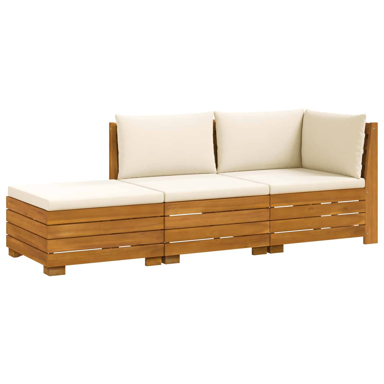 vidaXL Outdoor-Sofagarnitur mit Kissen 3 Stück Braun Massivholz Akazie