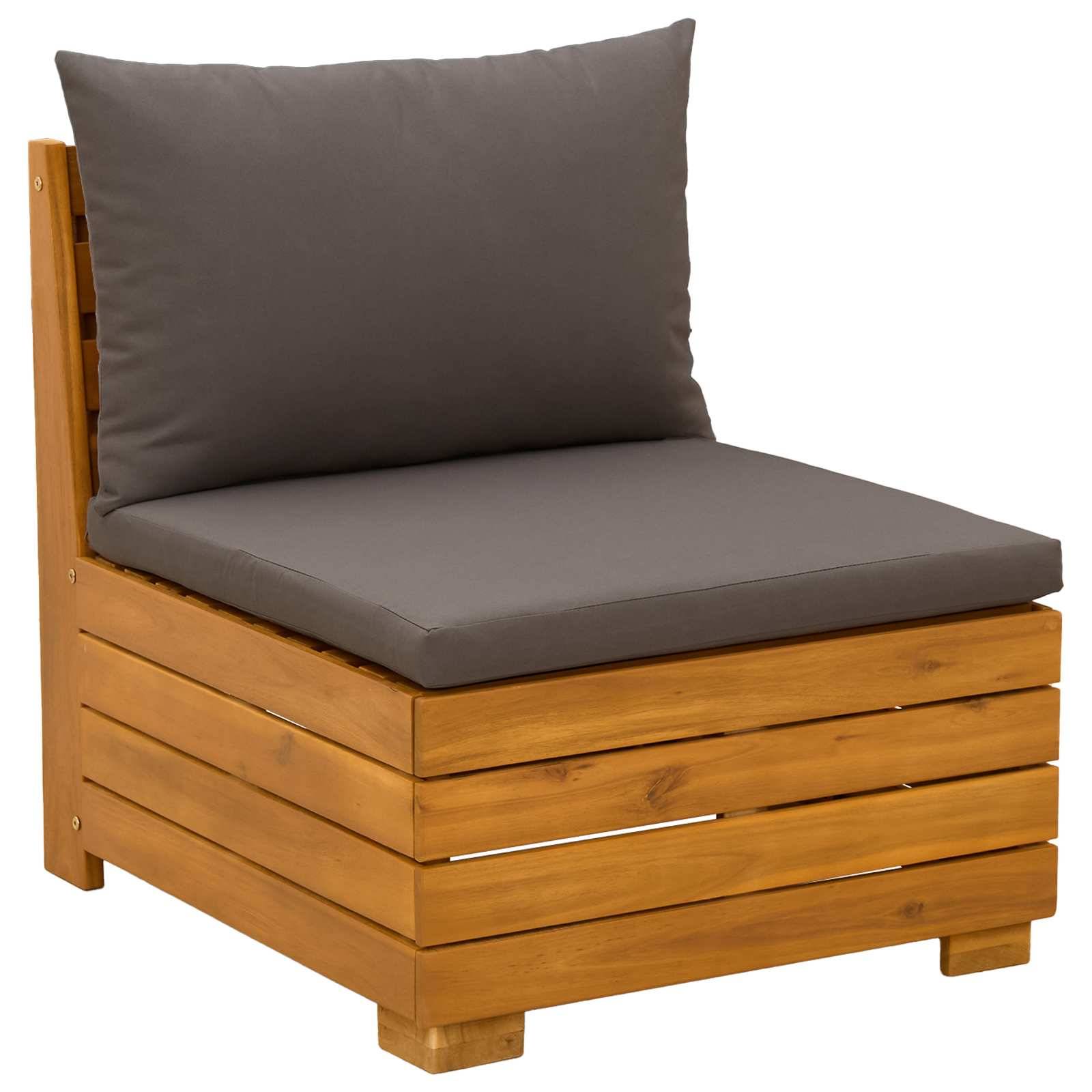 vidaXL Outdoor-Sofagarnitur mit Kissen 3 Stück Braun Massivholz Akazie