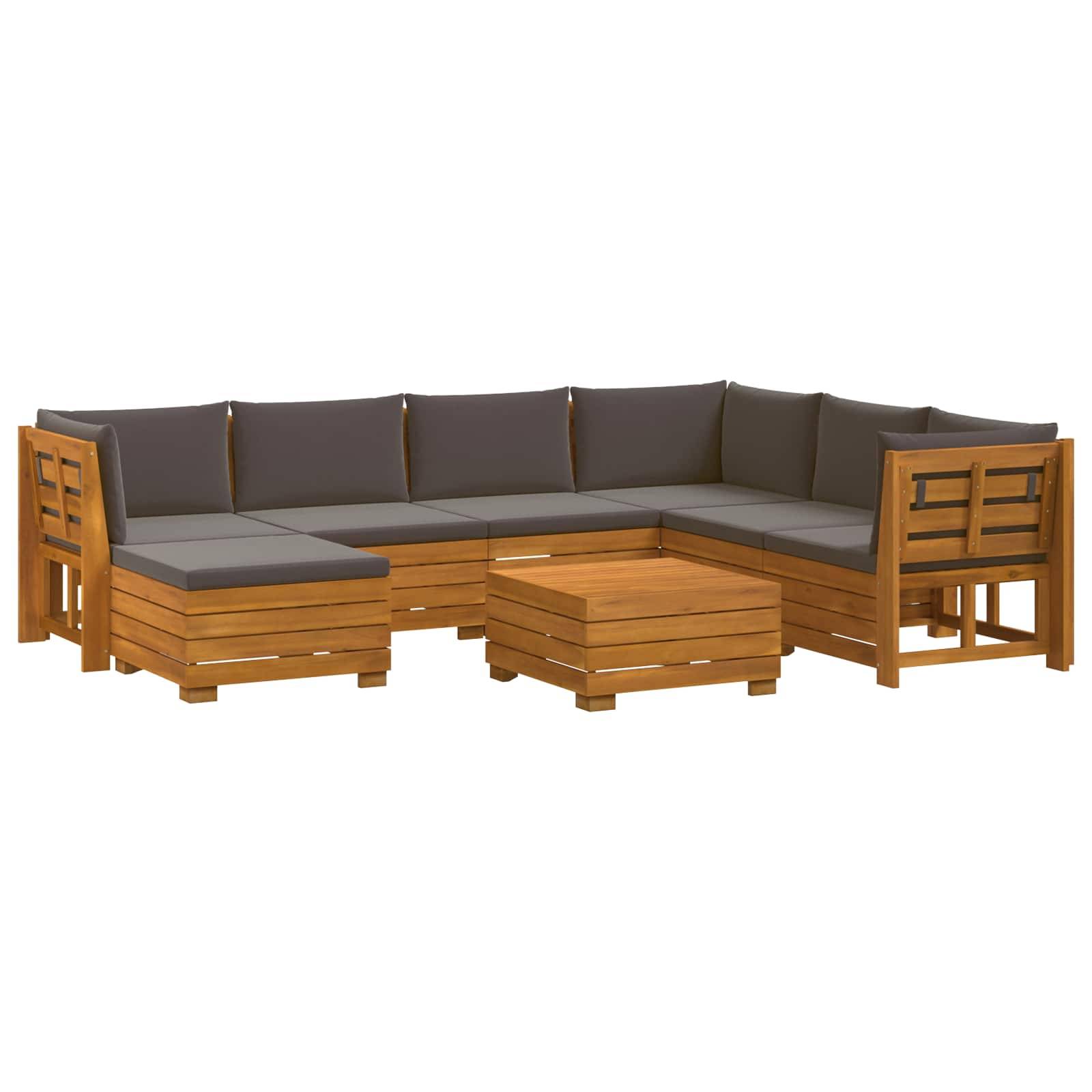vidaXL Outdoor-Sofagarnitur mit Kissen 8 Stück Braun Massivholz Akazie