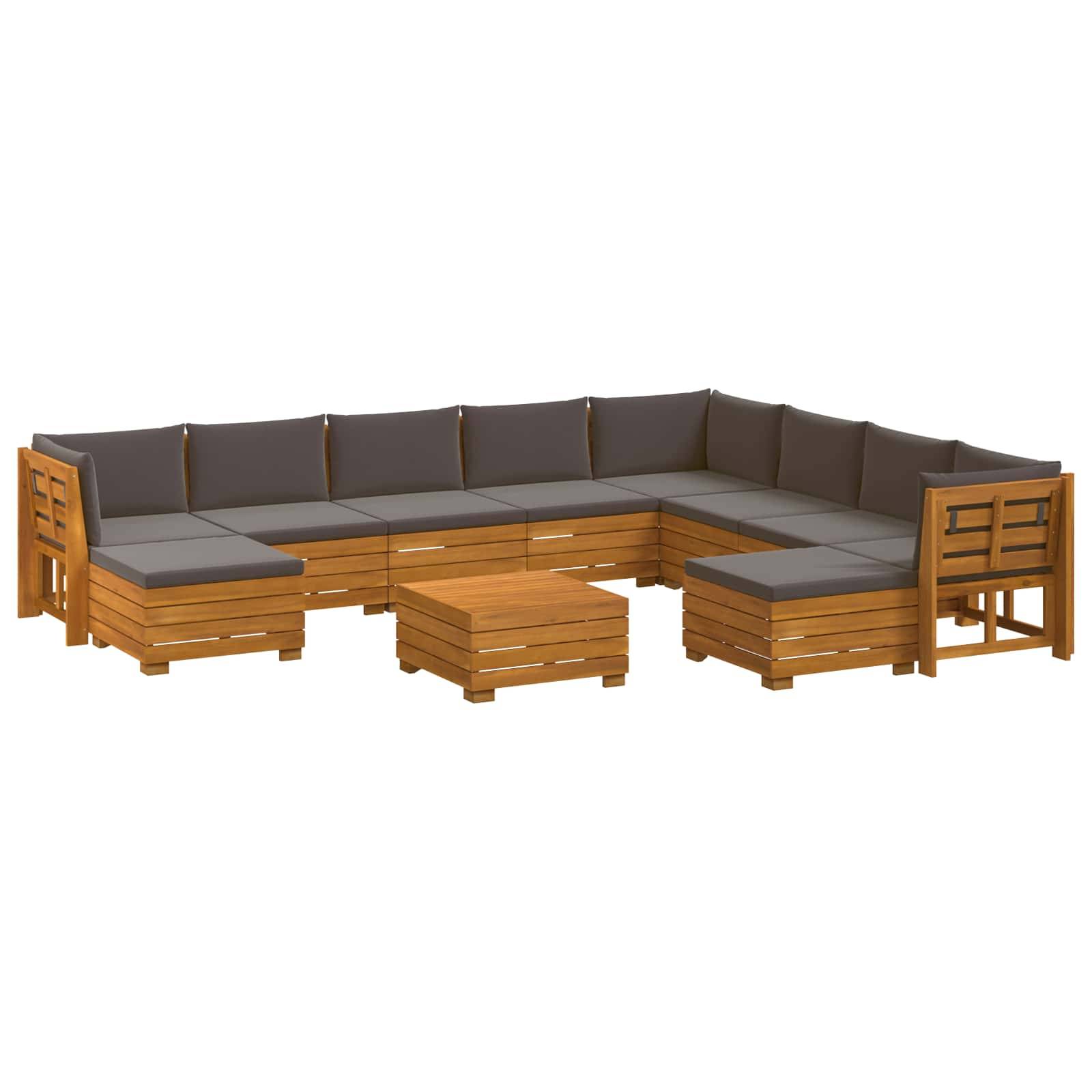 vidaXL Outdoor-Sofagarnitur 11 Stück Braun Massivholz Akazie