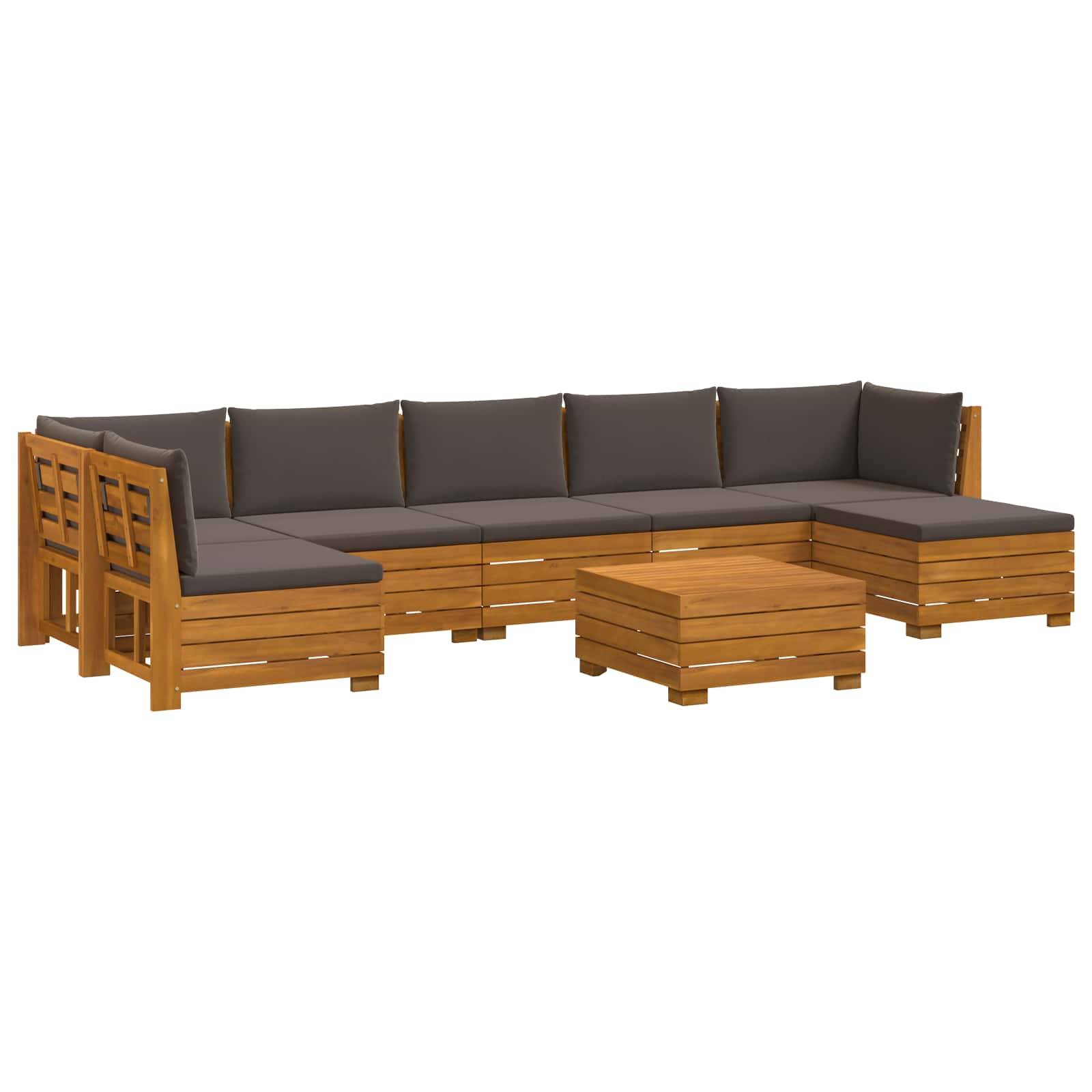 vidaXL Outdoor-Sofagarnitur mit Kissen 8 Stück Braun Massivholz Akazie