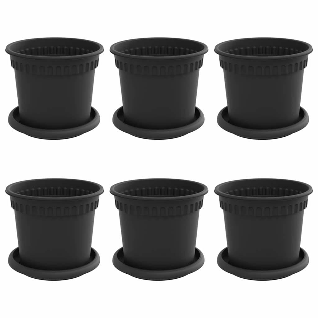 vidaXL Blumentöpfe 6 pcs Schwarz Ø 15 x 12 cm Kunststoff