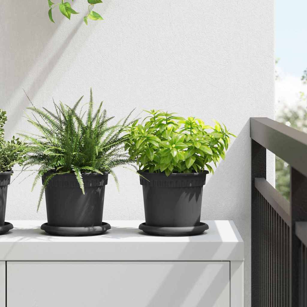 vidaXL Runde Blumenplatte 6 pcs Schwarz Ø 14 x 2 cm Kunststoff