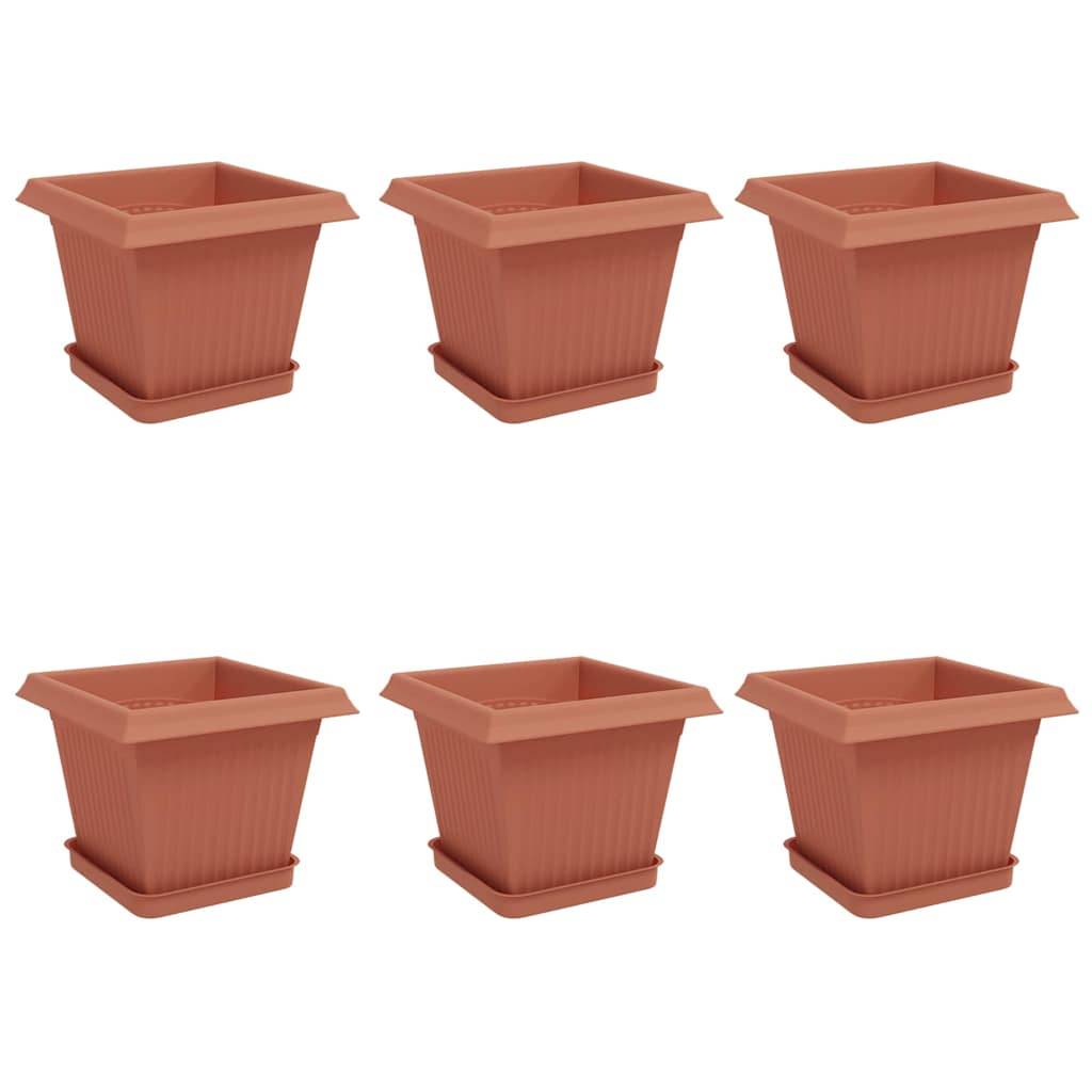 vidaXL Blumentöpfe 6 pcs Ziegelrot 20 x 20 x 16 cm Kunststoff