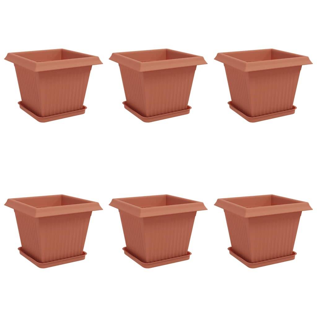 vidaXL Blumentöpfe 6 pcs Ziegelrot 33 x 33 x 26 cm Kunststoff