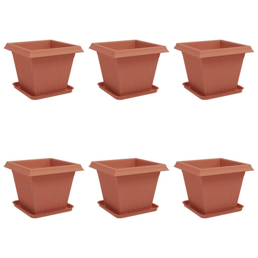vidaXL Blumentöpfe 6 pcs Ziegelrot 38 x 38 x 30 cm Kunststoff