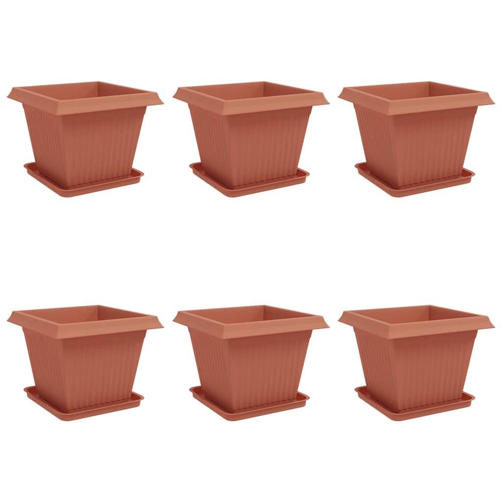 vidaXL Blumentöpfe 6 pcs Ziegelrot 43 x 43 x 33,5 cm Kunststoff