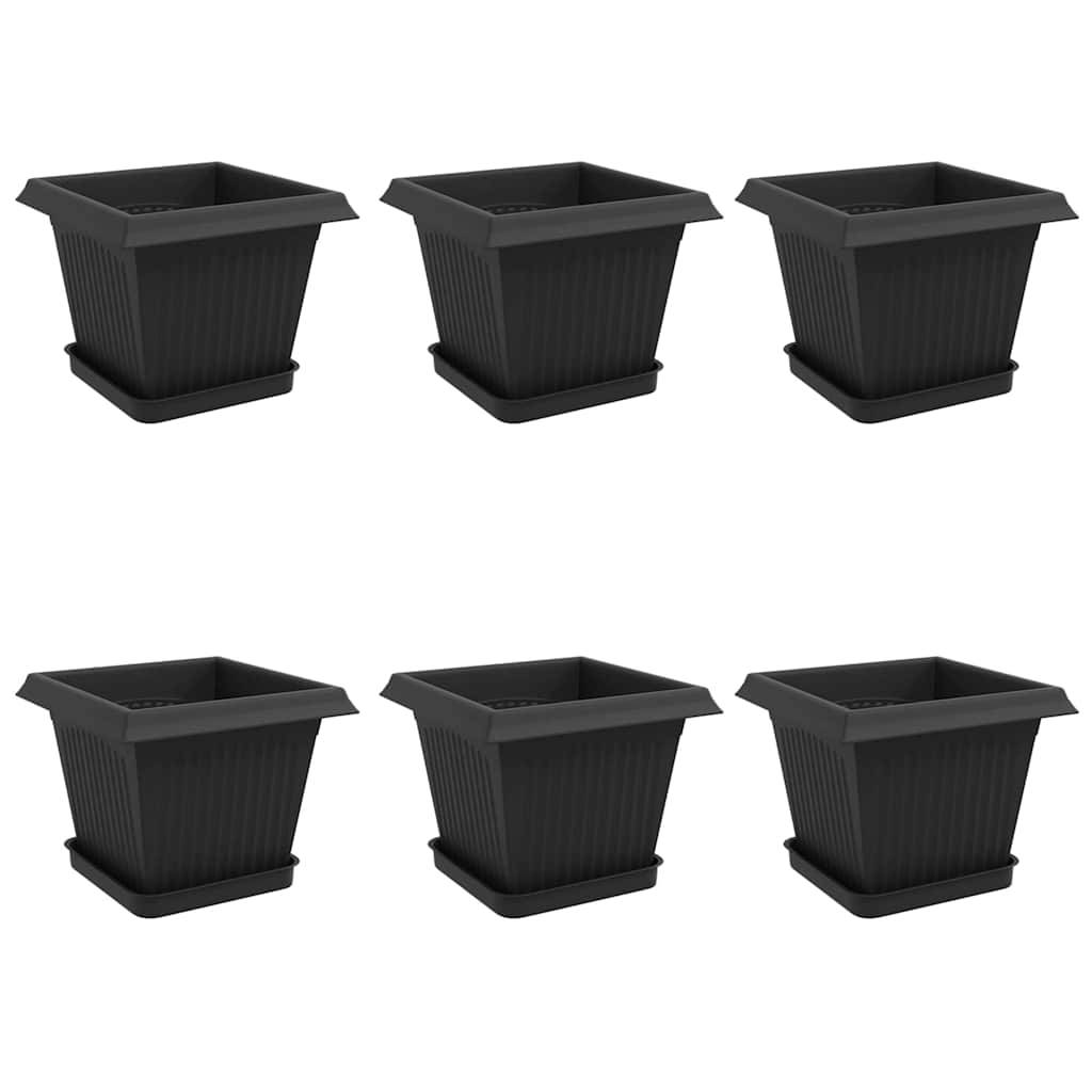 vidaXL Blumentöpfe 6 pcs Schwarz 20 x 20 x 16 cm Kunststoff