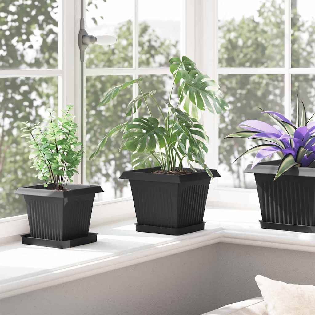 vidaXL Blumentöpfe 6 pcs Schwarz 20 x 20 x 16 cm Kunststoff