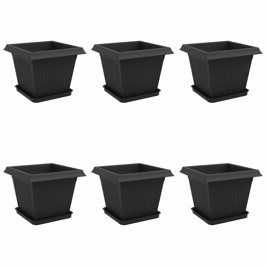 vidaXL Blumentöpfe 6 pcs Schwarz 33 x 33 x 26 cm Kunststoff