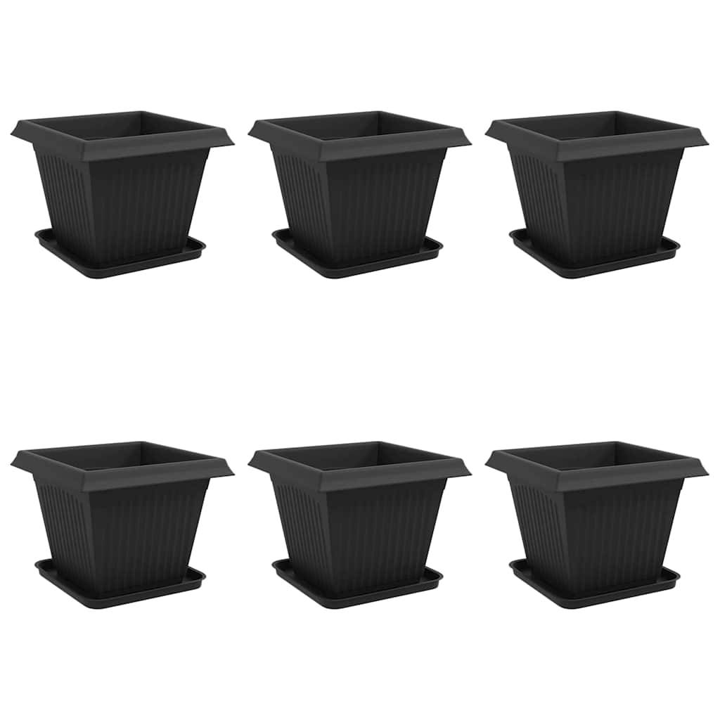 vidaXL Blumentöpfe 6 pcs Schwarz 38 x 38 x 30 cm Kunststoff