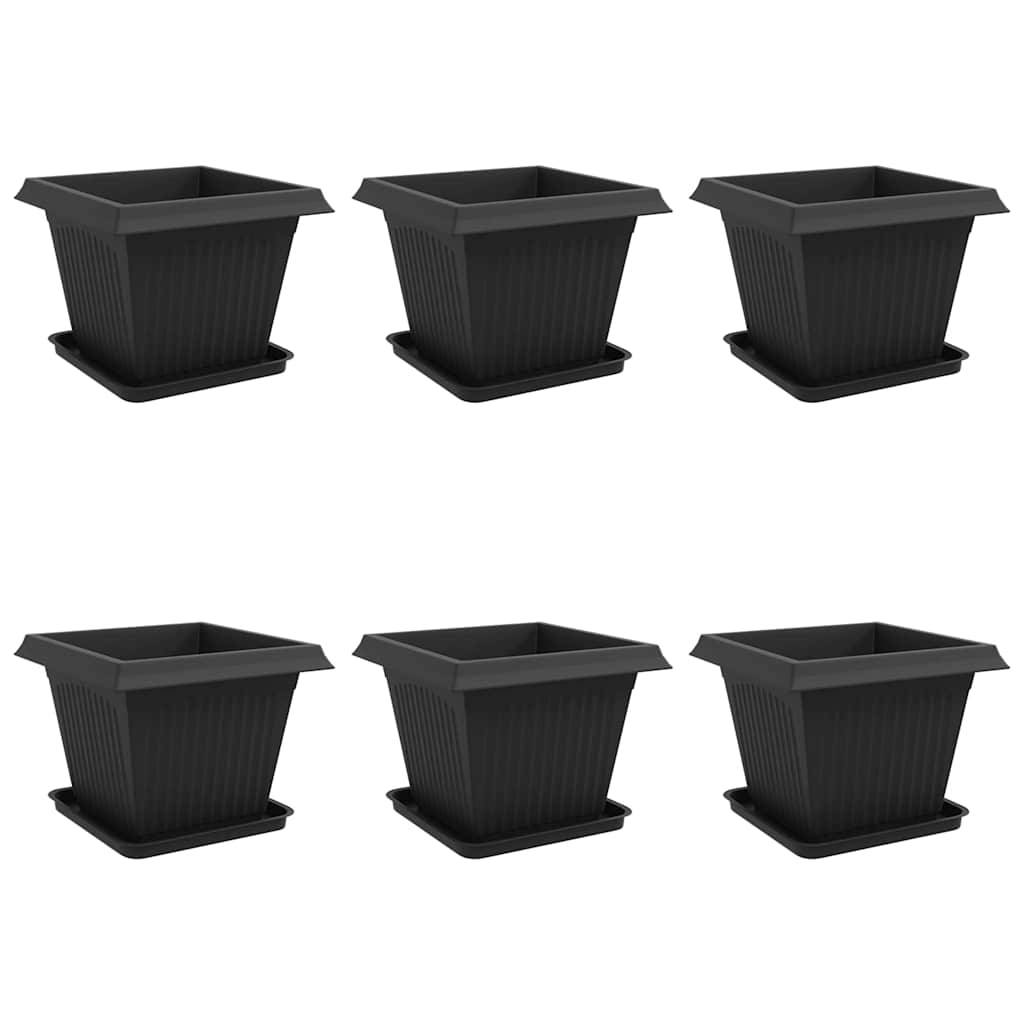 vidaXL Blumentöpfe 6 pcs Schwarz 43 x 43 x 33,5 cm Kunststoff