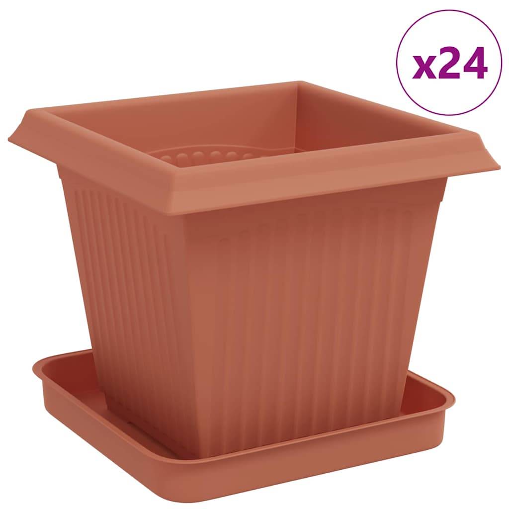 vidaXL Blumentöpfe 24 pcs Ziegelrot 16 x 16 x 14 cm Kunststoff