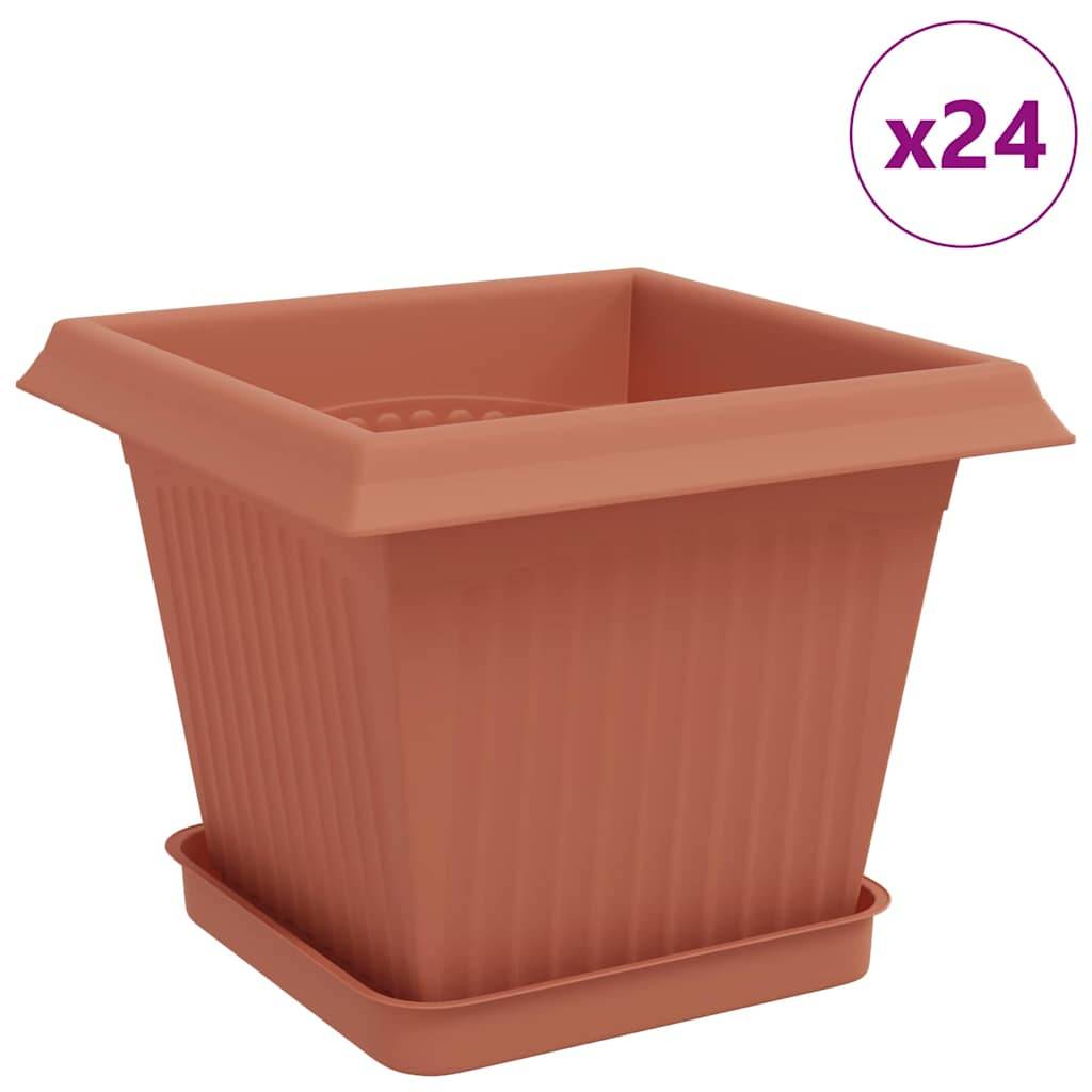 vidaXL Blumentöpfe 24 pcs Ziegelrot 20 x 20 x 16 cm Kunststoff