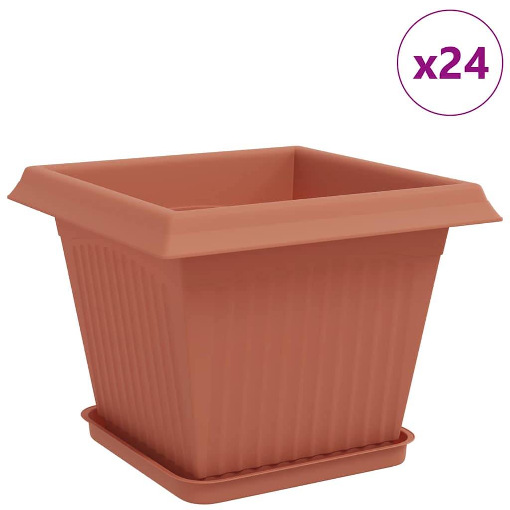 vidaXL Blumentöpfe 24 pcs Ziegelrot 28,5 x 28,5 x 22 cm Kunststoff
