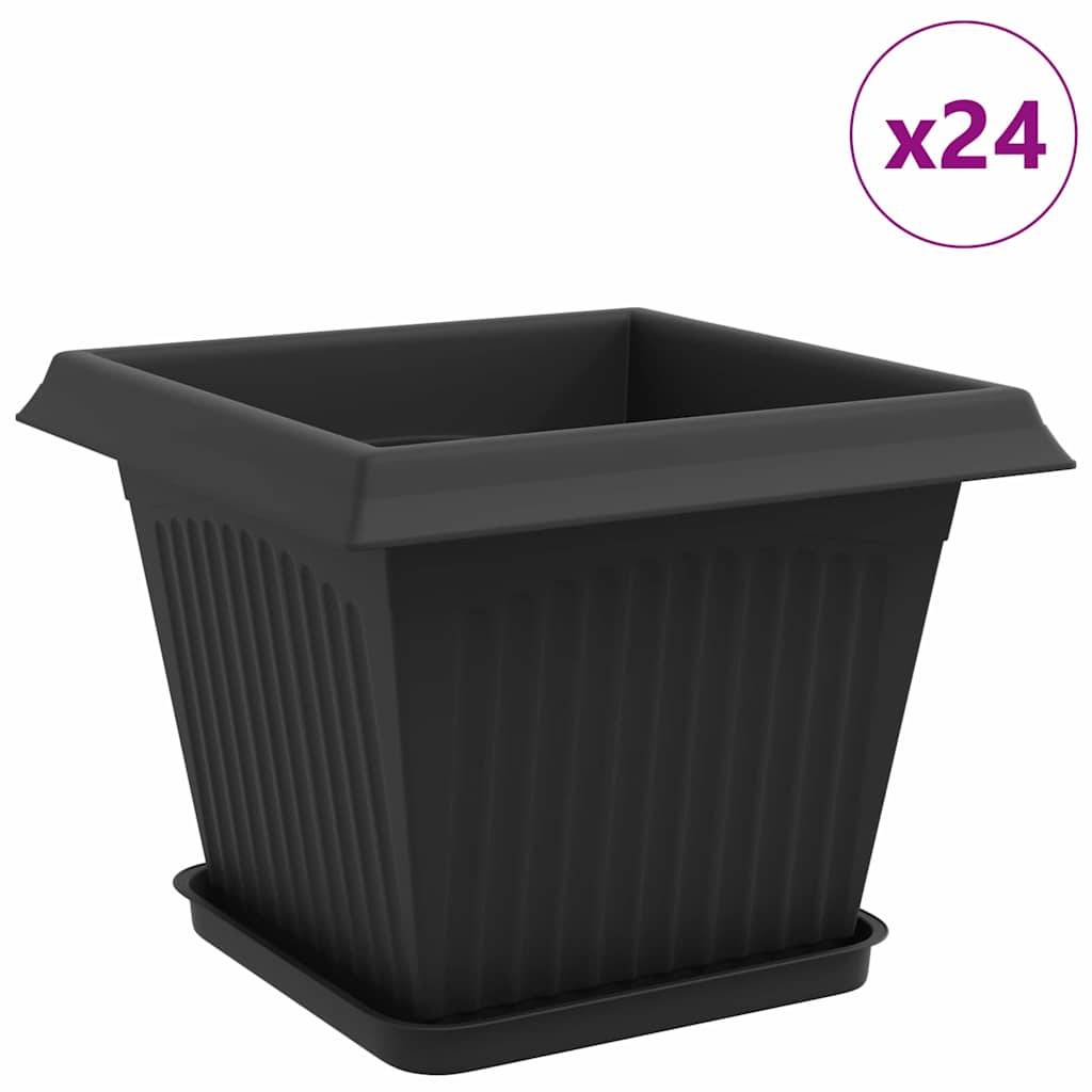 vidaXL Blumentöpfe 24 pcs Schwarz 28,5 x 28,5 x 22 cm Kunststoff