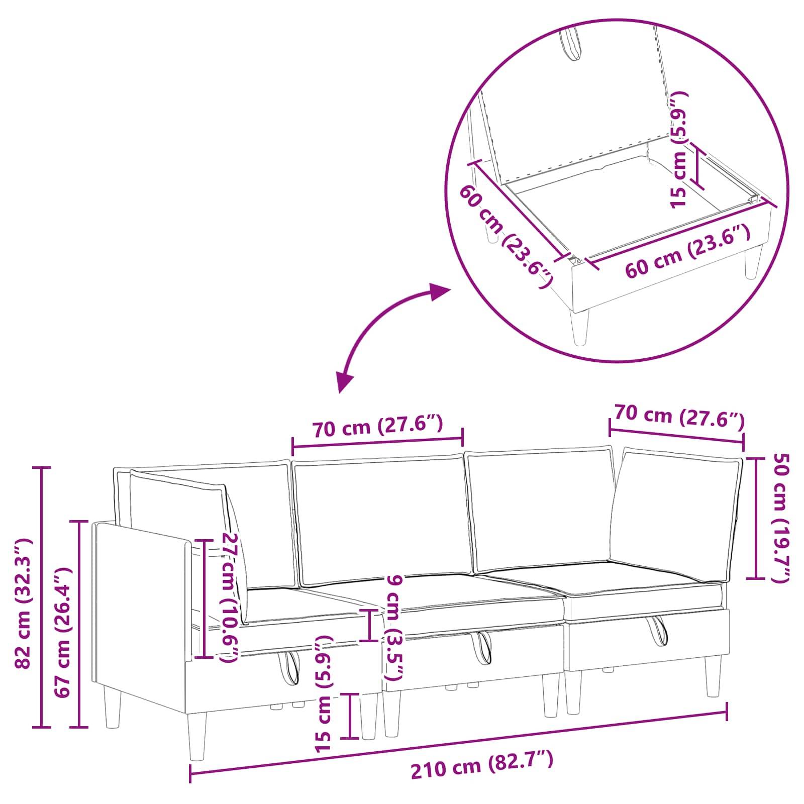 vidaXL Wohnzimmergarnitur mit Kissen 3 pcs Dunkelgrün Stoff
