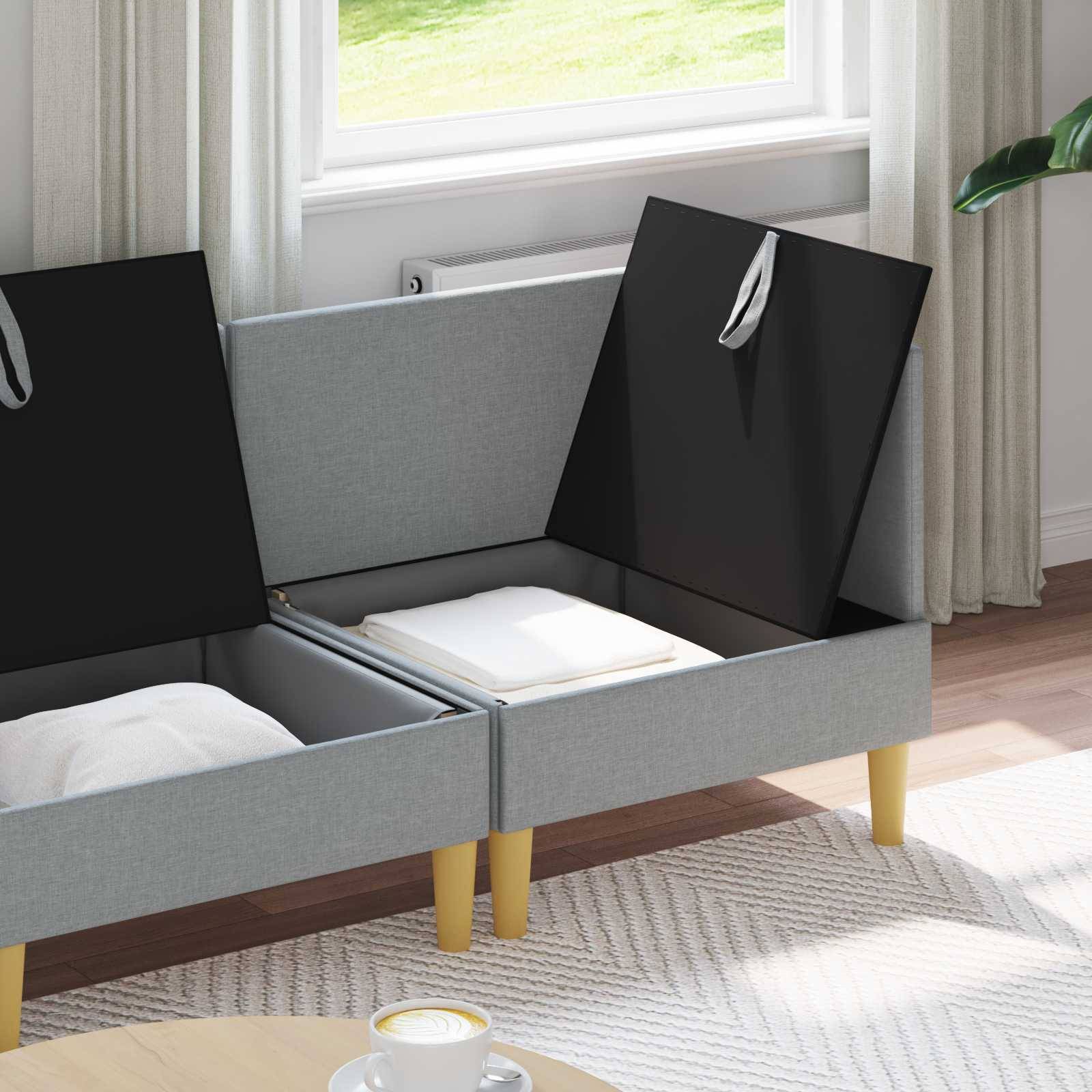 vidaXL Wohnzimmergarnitur mit Kissen mit Speicher 4 pcs Hellgrau Stoff
