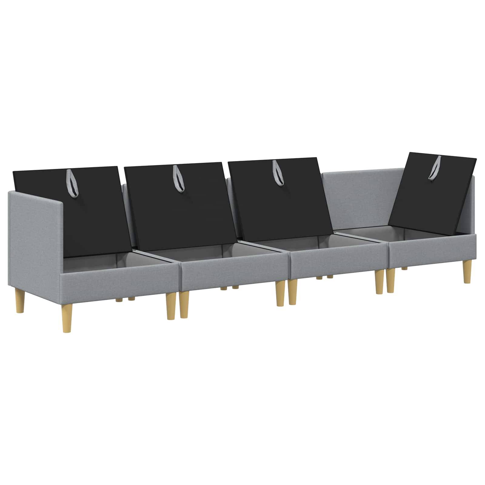 vidaXL Wohnzimmergarnitur mit Kissen mit Speicher 4 pcs Hellgrau Stoff