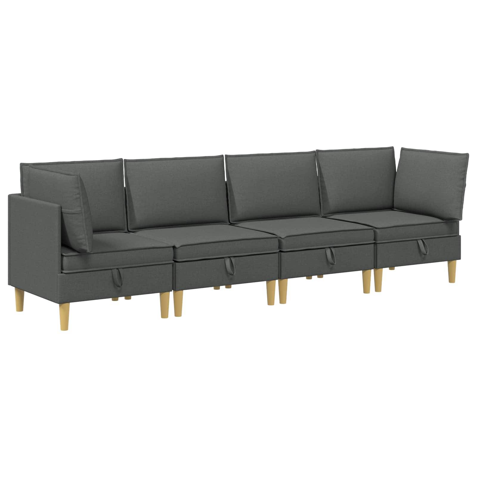 vidaXL Wohnzimmergarnitur mit Kissen 4 pcs Dunkelgrau Stoff