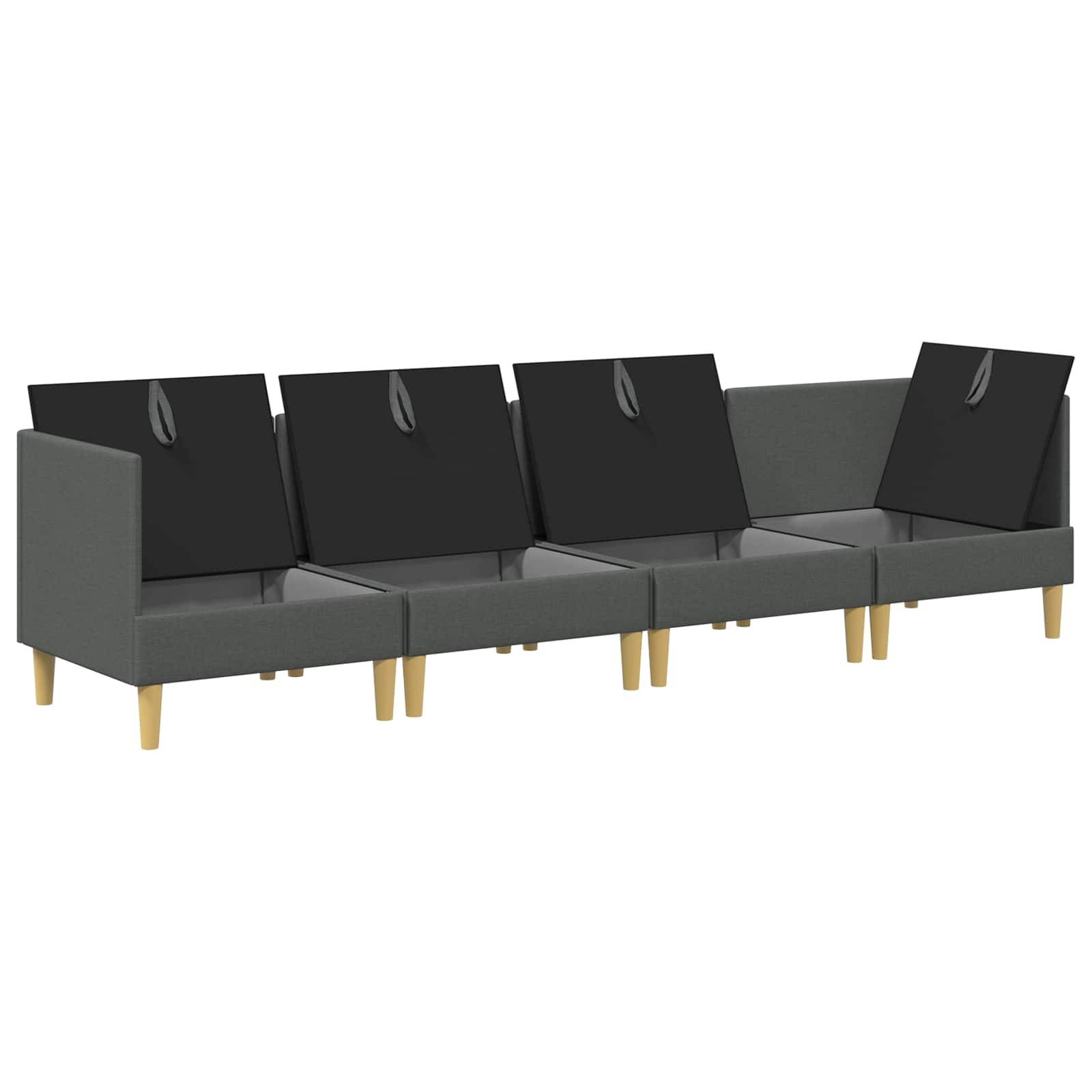 vidaXL Wohnzimmergarnitur mit Kissen 4 pcs Dunkelgrau Stoff