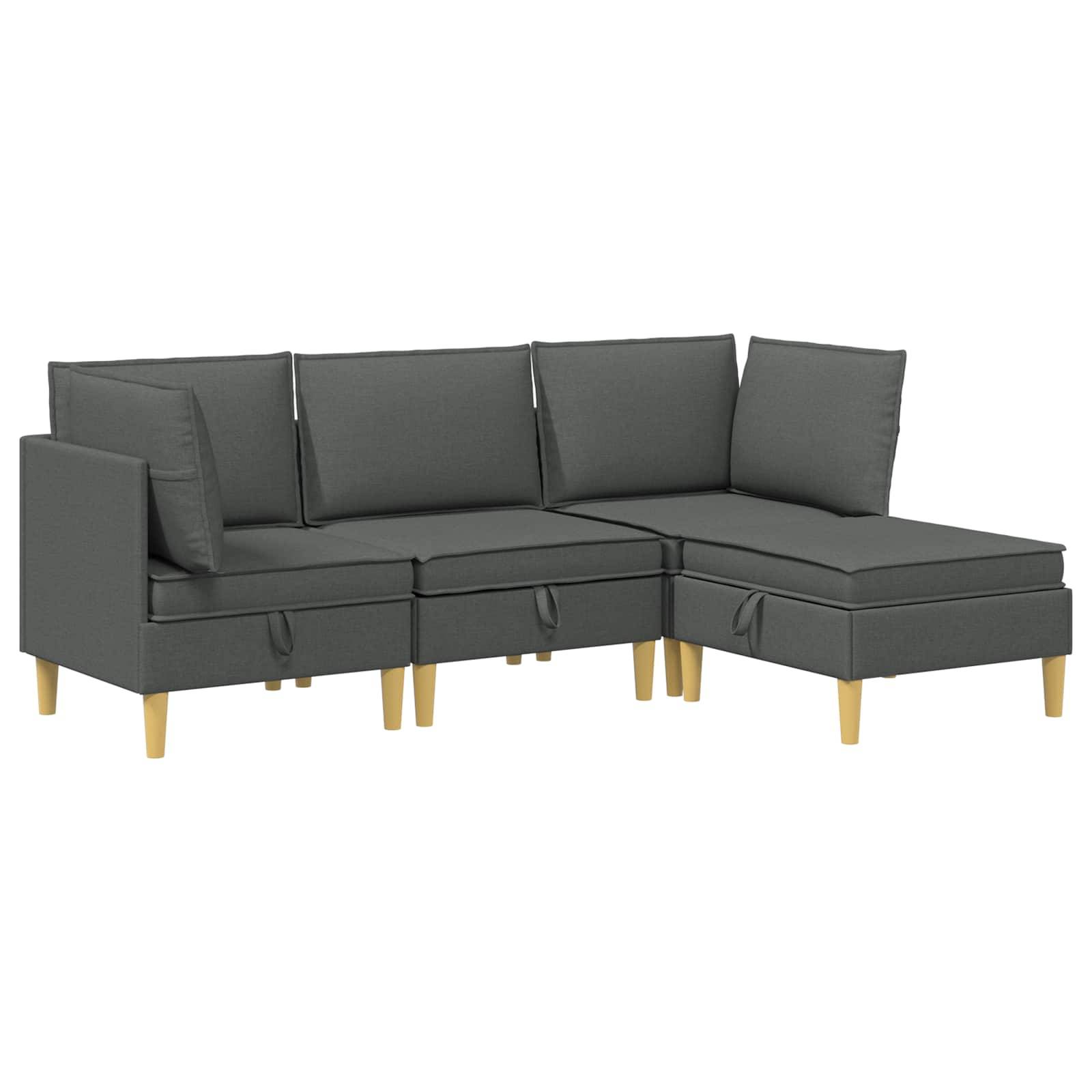 vidaXL Wohnzimmergarnitur mit Kissen 4 pcs Dunkelgrau Stoff