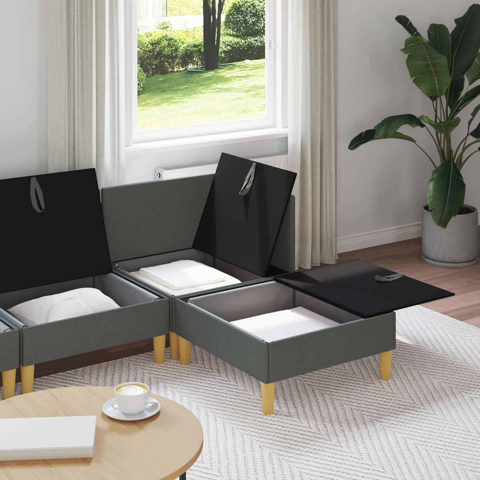 vidaXL Wohnzimmergarnitur mit Kissen 4 pcs Dunkelgrau Stoff