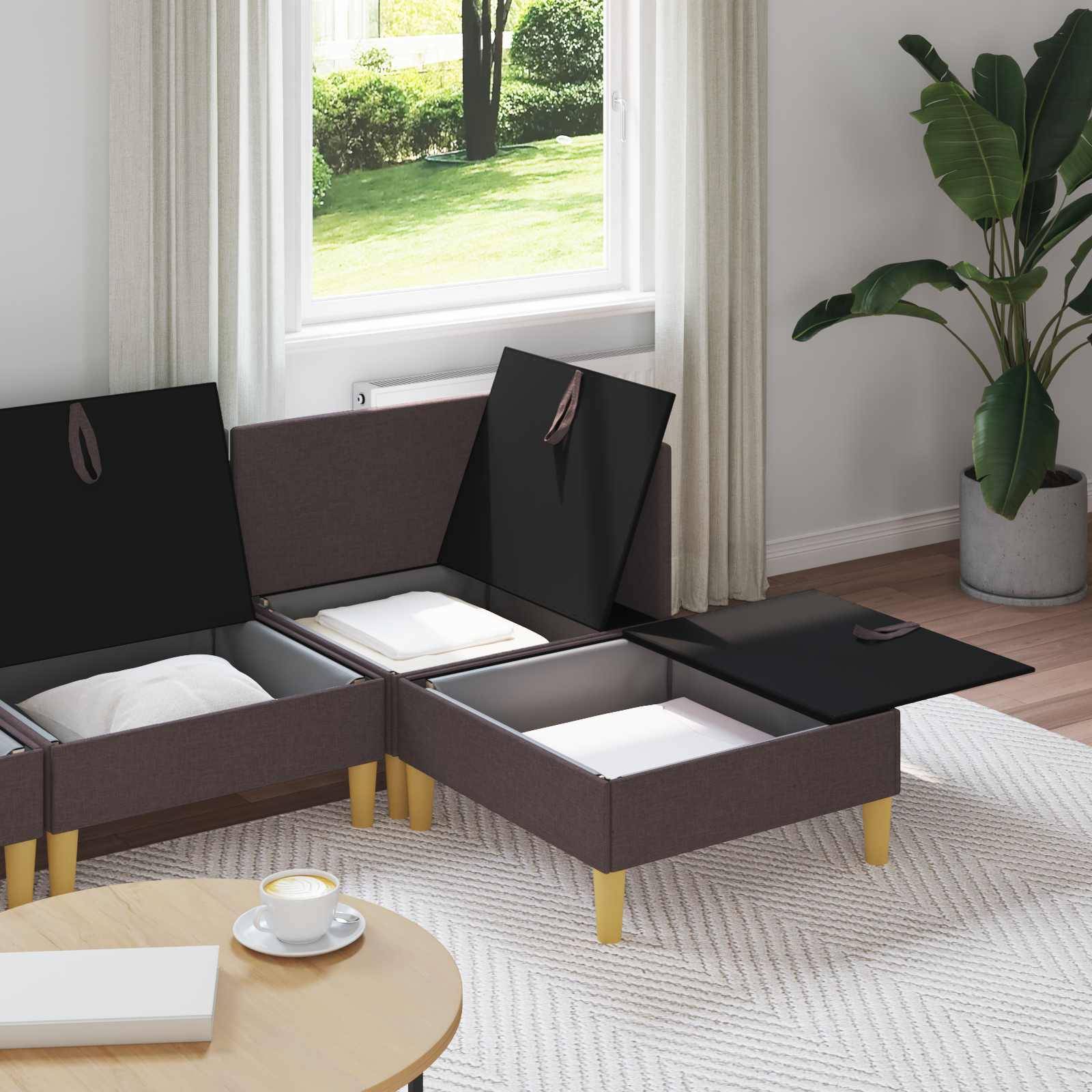 vidaXL Wohnzimmergarnitur mit Kissen 4 pcs Dunkelbraun Stoff