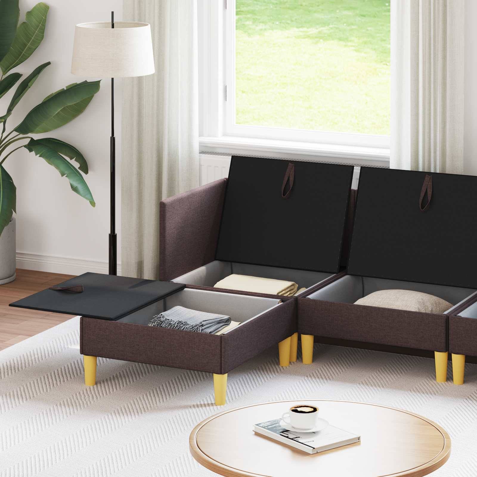 vidaXL Wohnzimmergarnitur mit Kissen 5 pcs Dunkelbraun Stoff