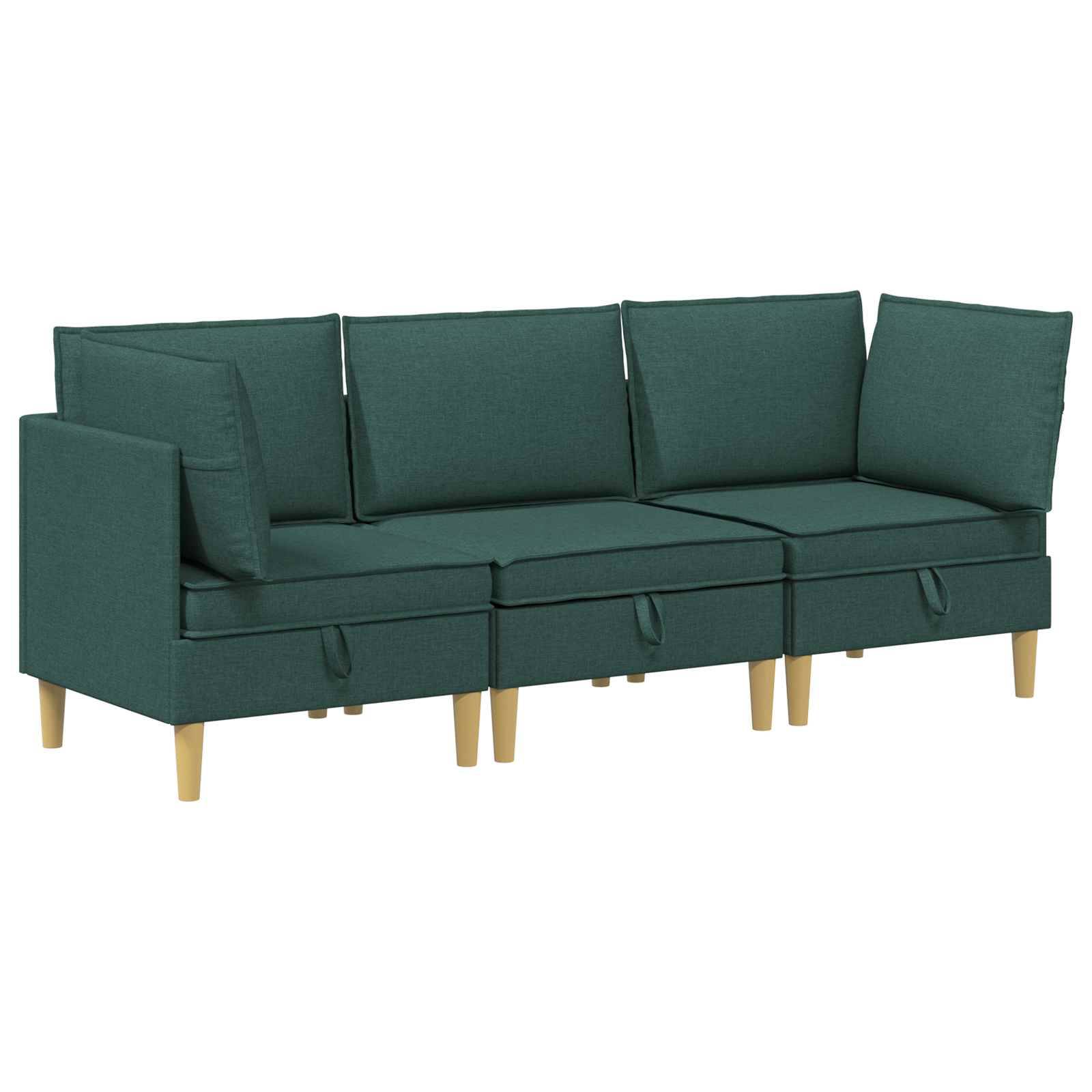 vidaXL Wohnzimmergarnitur mit Kissen 3 pcs Dunkelgrün Stoff