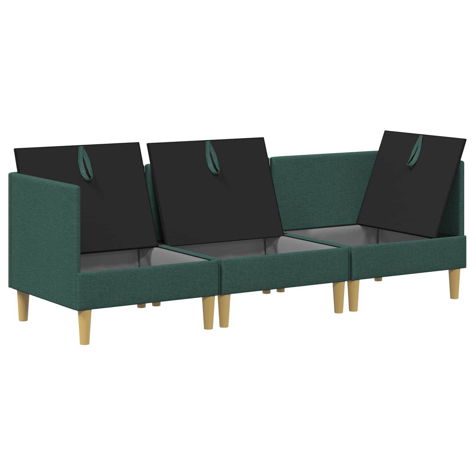vidaXL Wohnzimmergarnitur mit Kissen 3 pcs Dunkelgrün Stoff