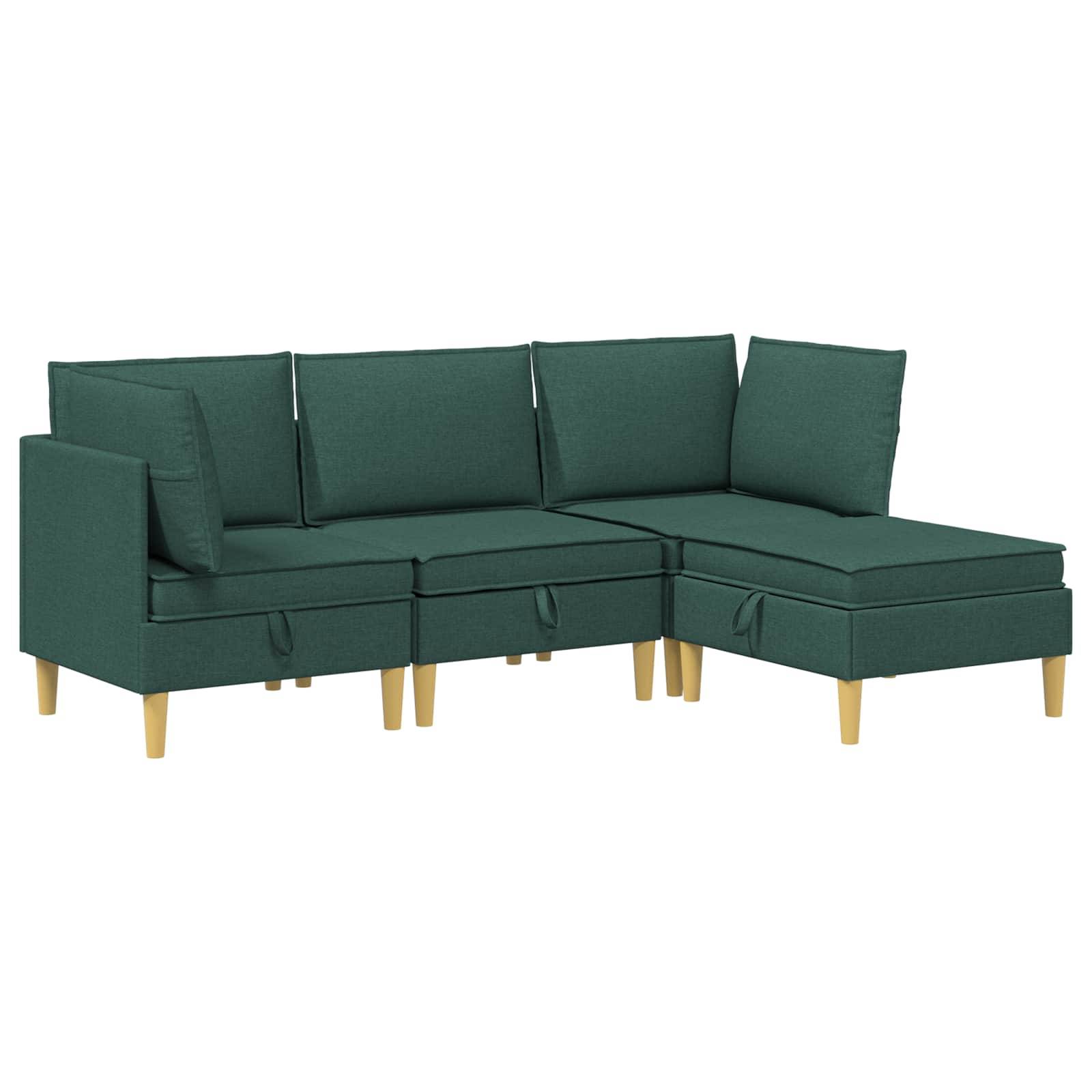 vidaXL Wohnzimmergarnitur mit Kissen 4 pcs Dunkelgrün Stoff