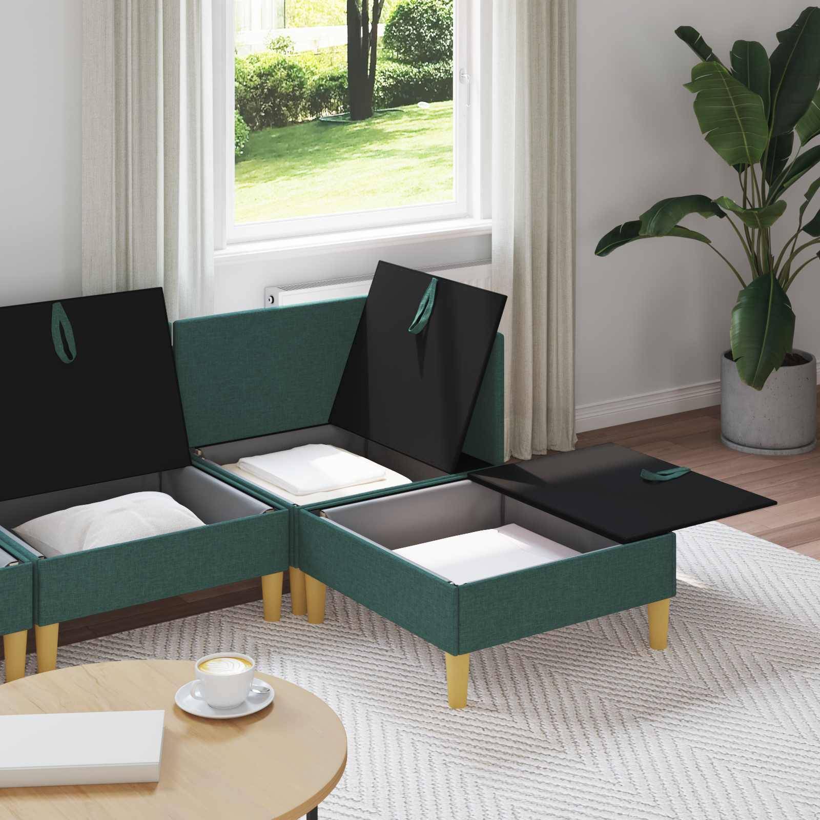 vidaXL Wohnzimmergarnitur mit Kissen 4 pcs Dunkelgrün Stoff
