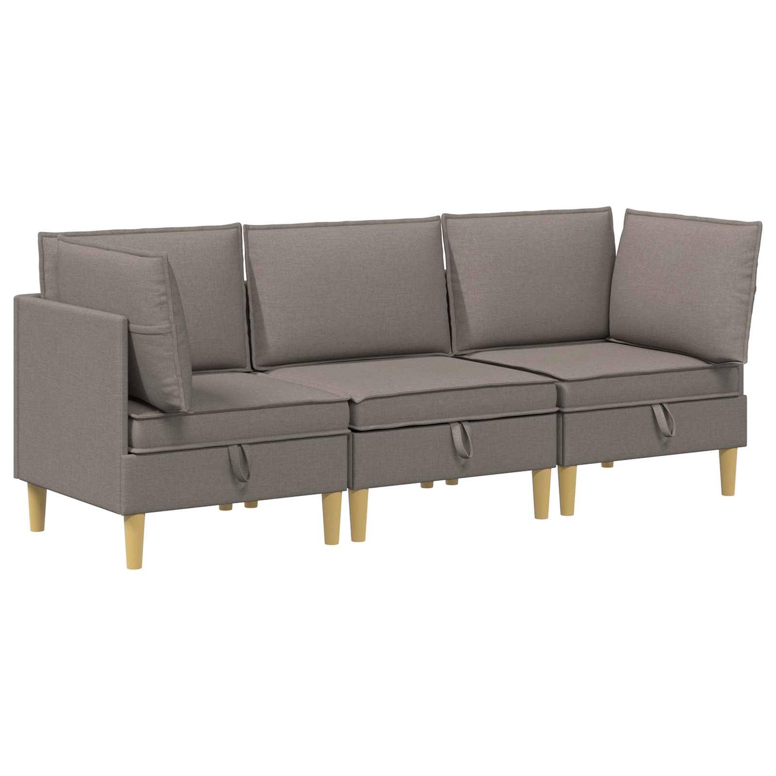 vidaXL Wohnzimmergarnitur mit Kissen mit Speicher 3 pcs Taupe Stoff