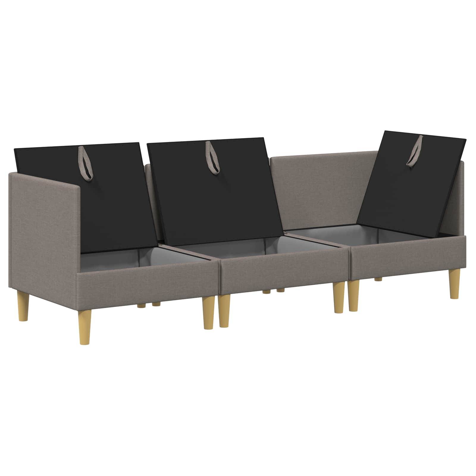 vidaXL Wohnzimmergarnitur mit Kissen mit Speicher 3 pcs Taupe Stoff