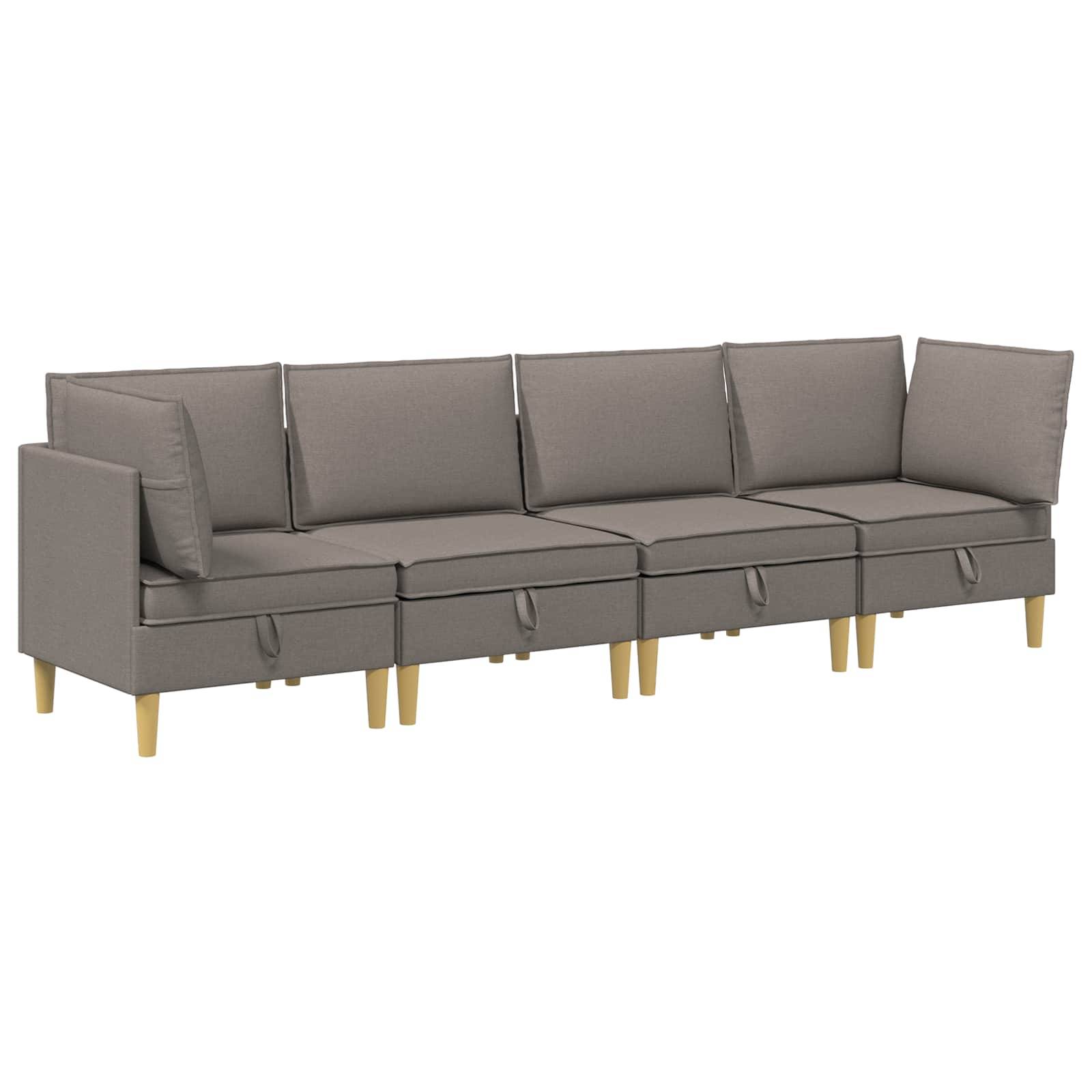 vidaXL Wohnzimmergarnitur mit Kissen mit Speicher 4 pcs Taupe Stoff