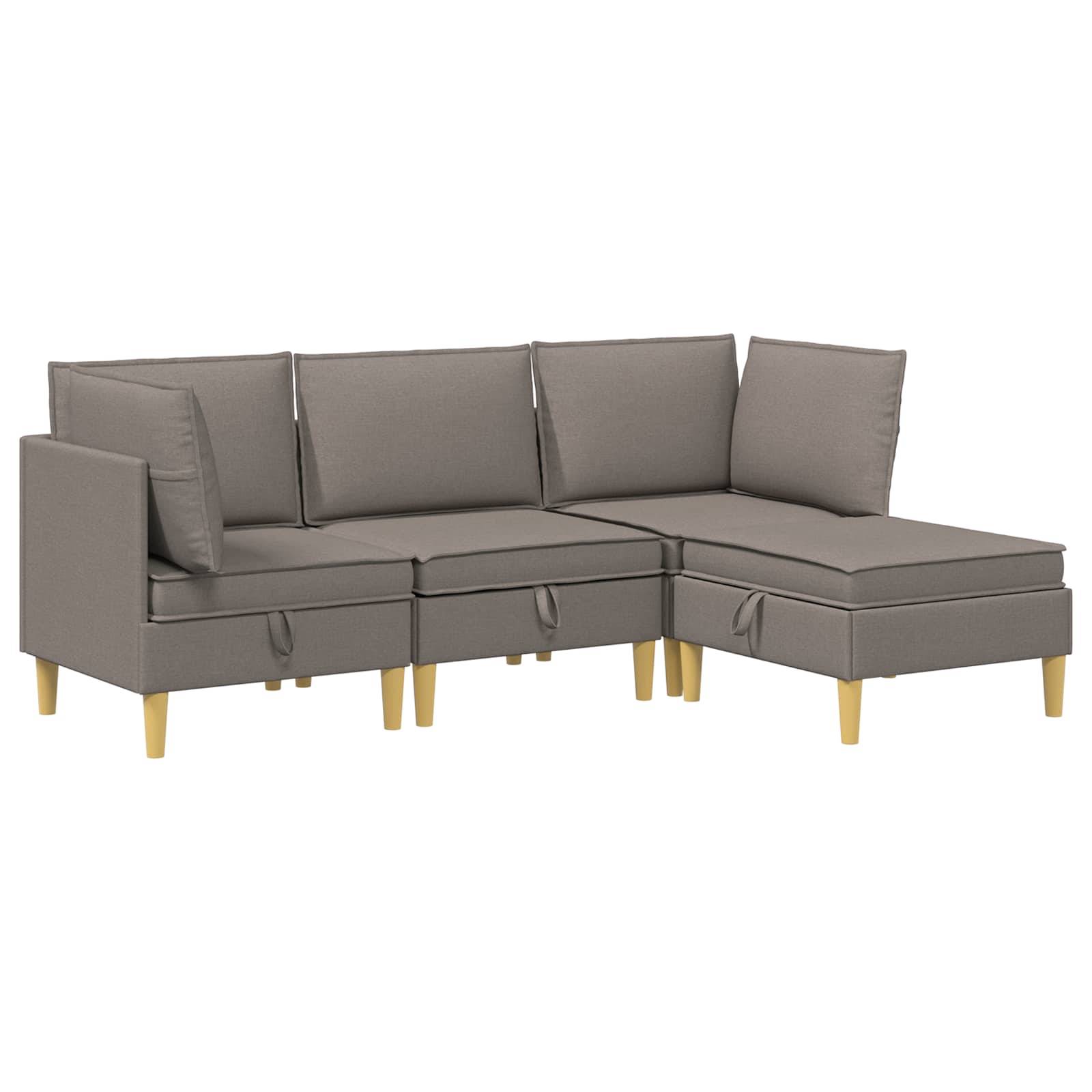 vidaXL Wohnzimmergarnitur mit Kissen mit Speicher 4 pcs Taupe Stoff
