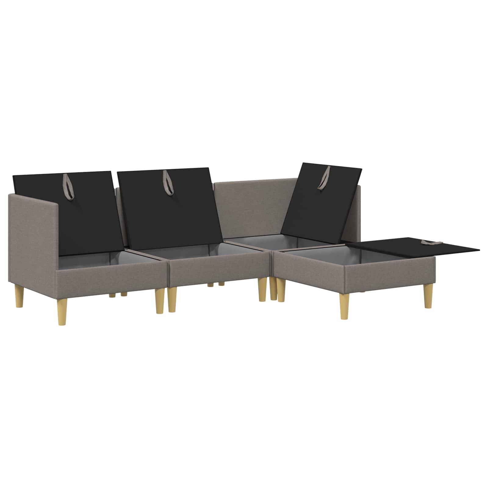 vidaXL Wohnzimmergarnitur mit Kissen mit Speicher 4 pcs Taupe Stoff