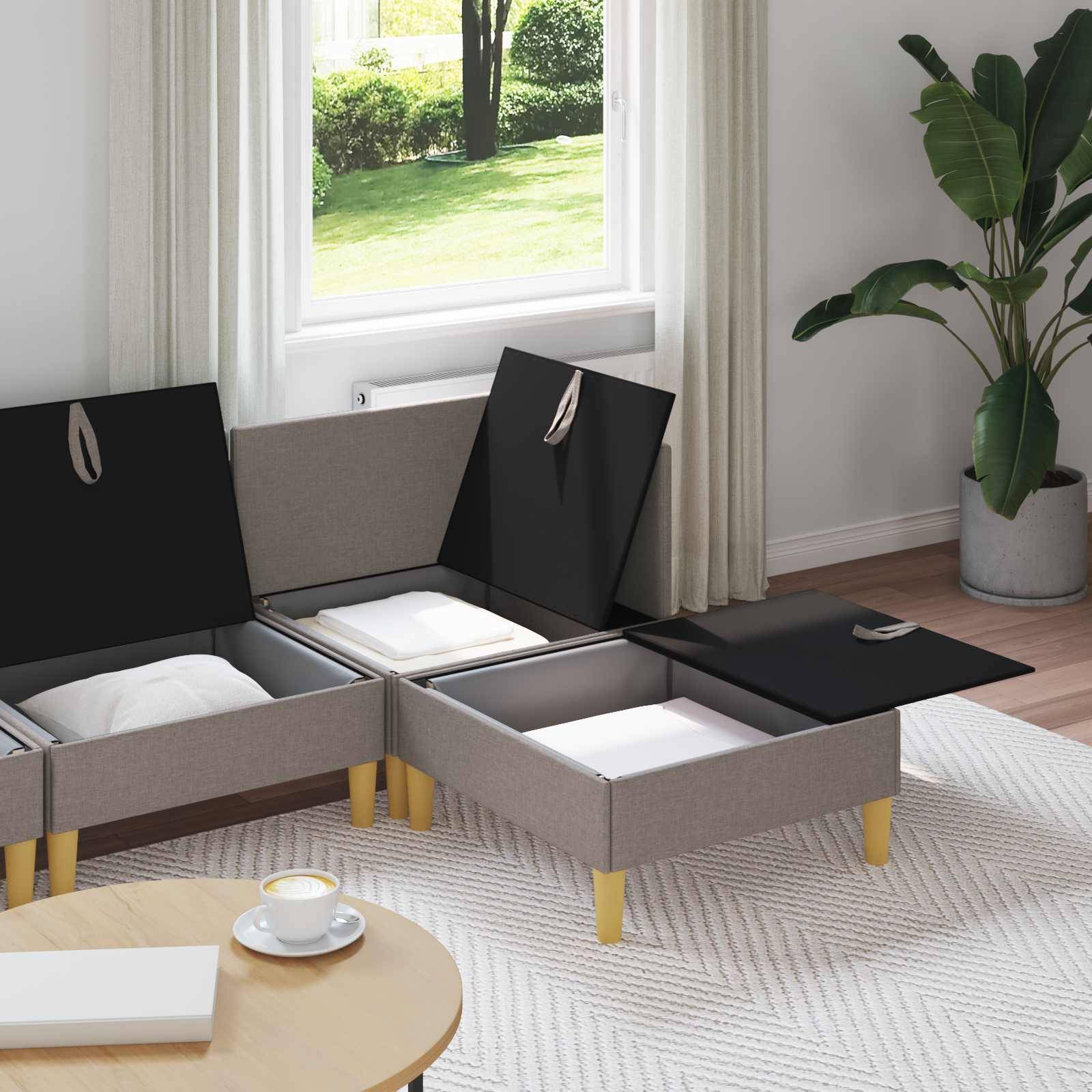 vidaXL Wohnzimmergarnitur mit Kissen mit Speicher 4 pcs Taupe Stoff