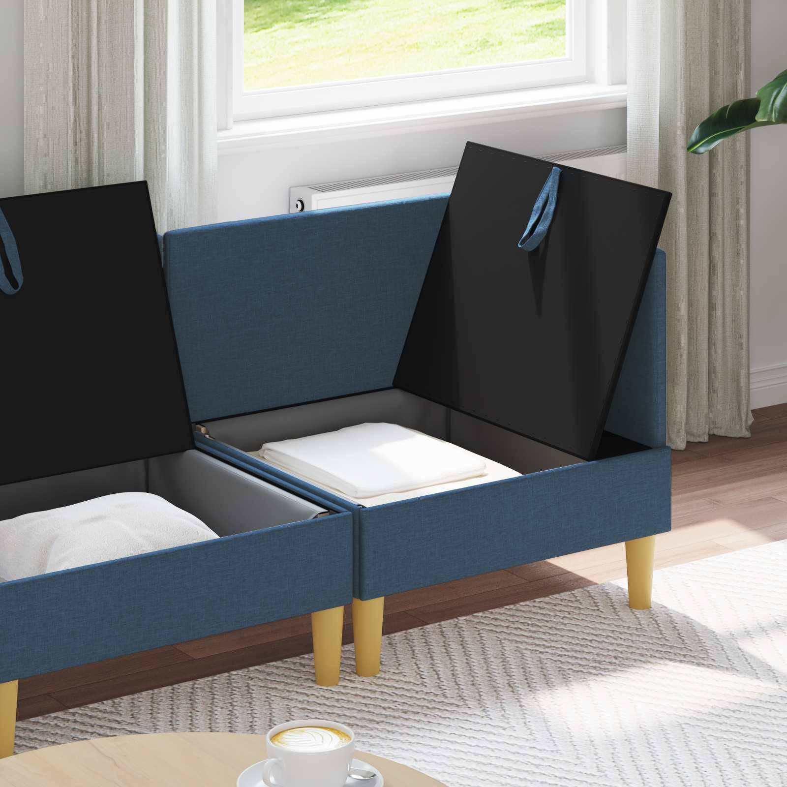 vidaXL Wohnzimmergarnitur mit Kissen mit Speicher 4 pcs Blau Stoff