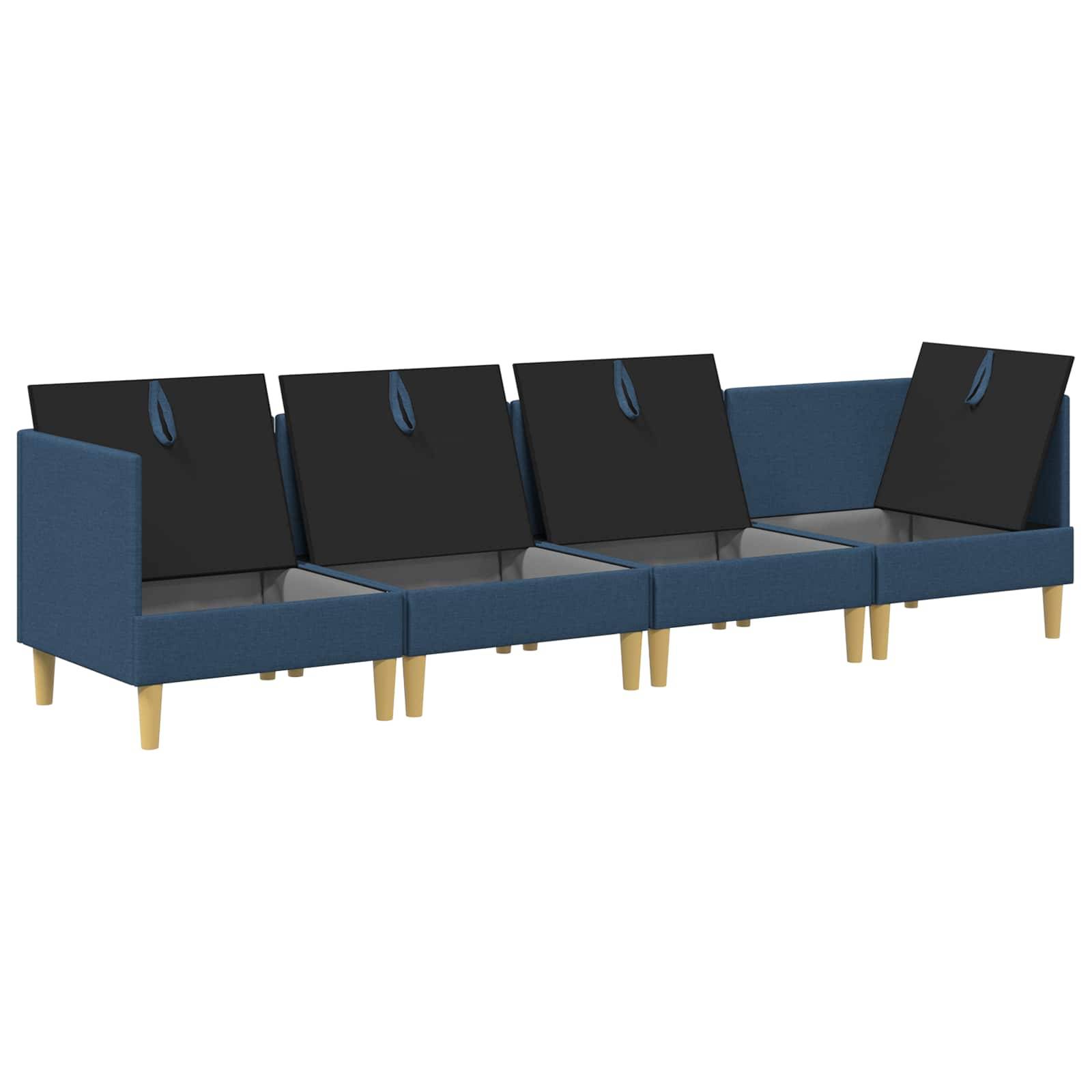 vidaXL Wohnzimmergarnitur mit Kissen mit Speicher 4 pcs Blau Stoff
