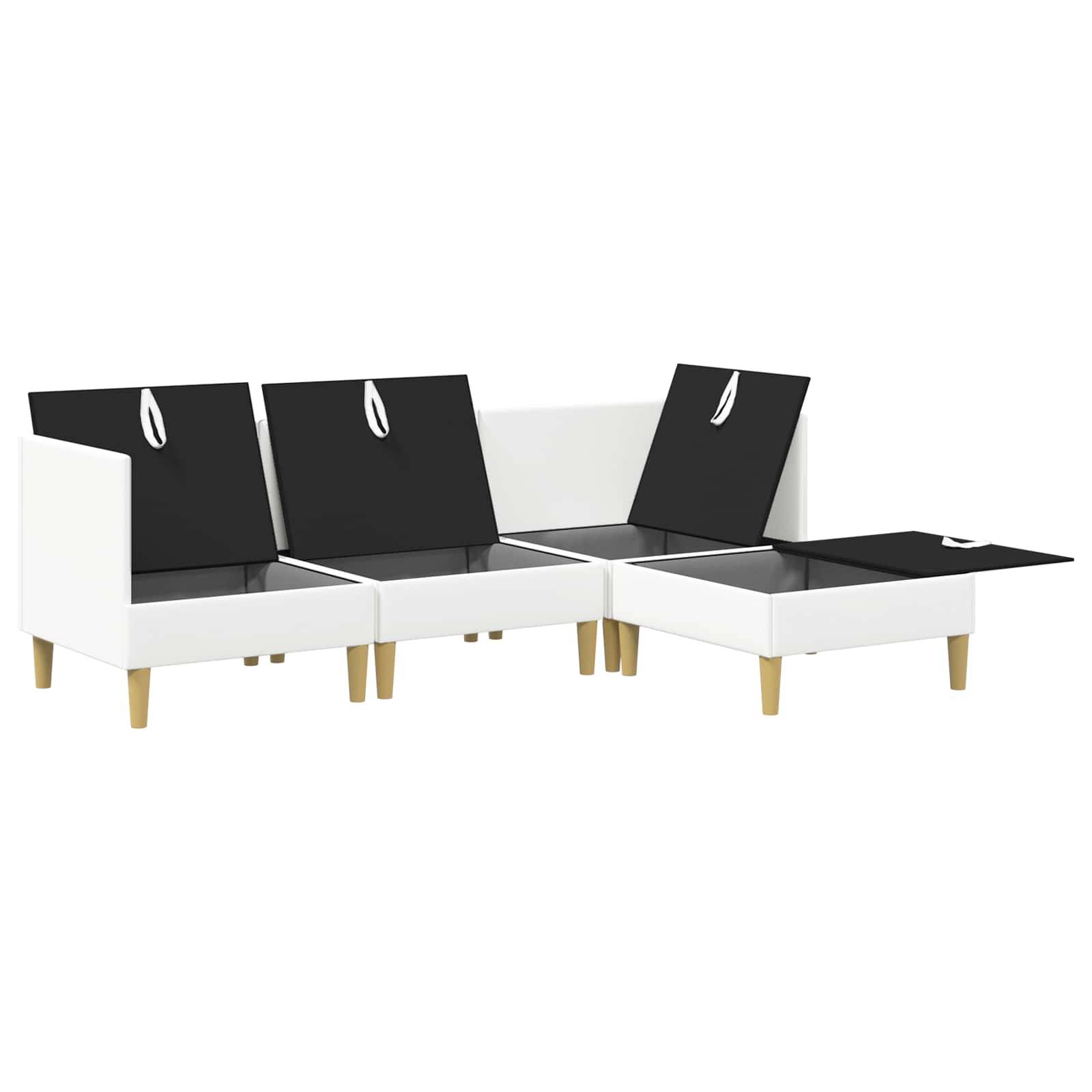 vidaXL Wohnzimmergarnitur mit Kissen mit Speicher 4 pcs Weiß Stoff