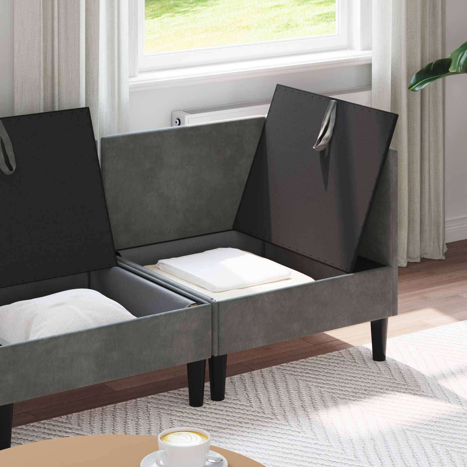 vidaXL Wohnzimmergarnitur mit Kissen 3 pcs Dunkelgrau Samt